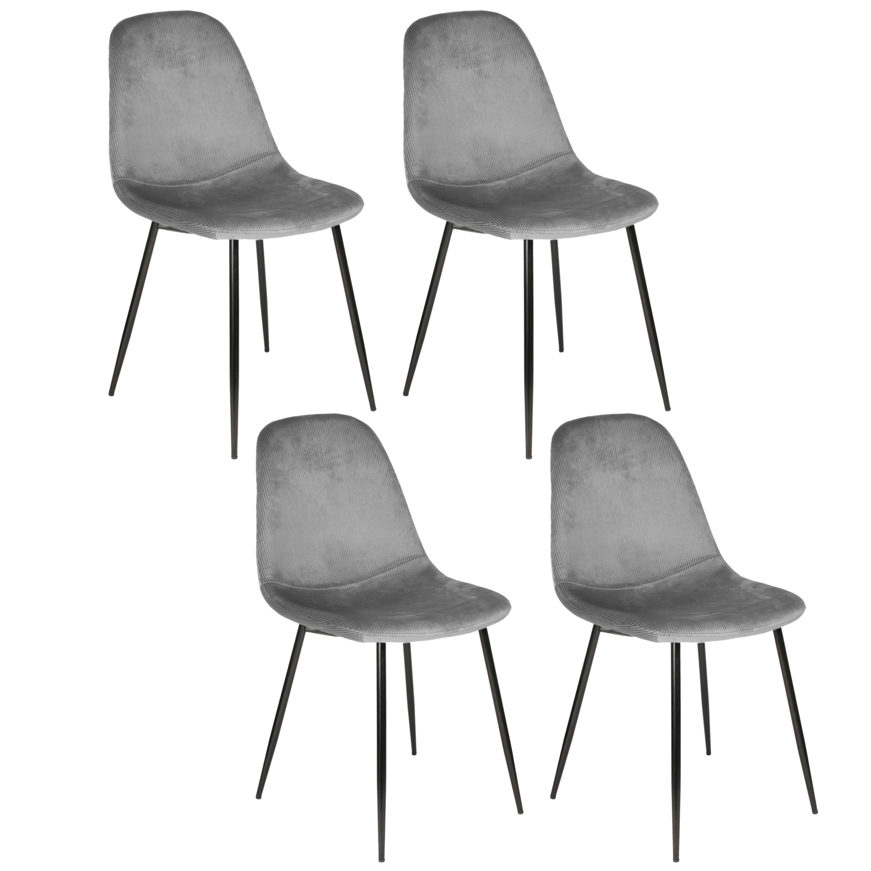 CHAISE VELOURS COTELE GIULIA GRIS - LOT DE 4