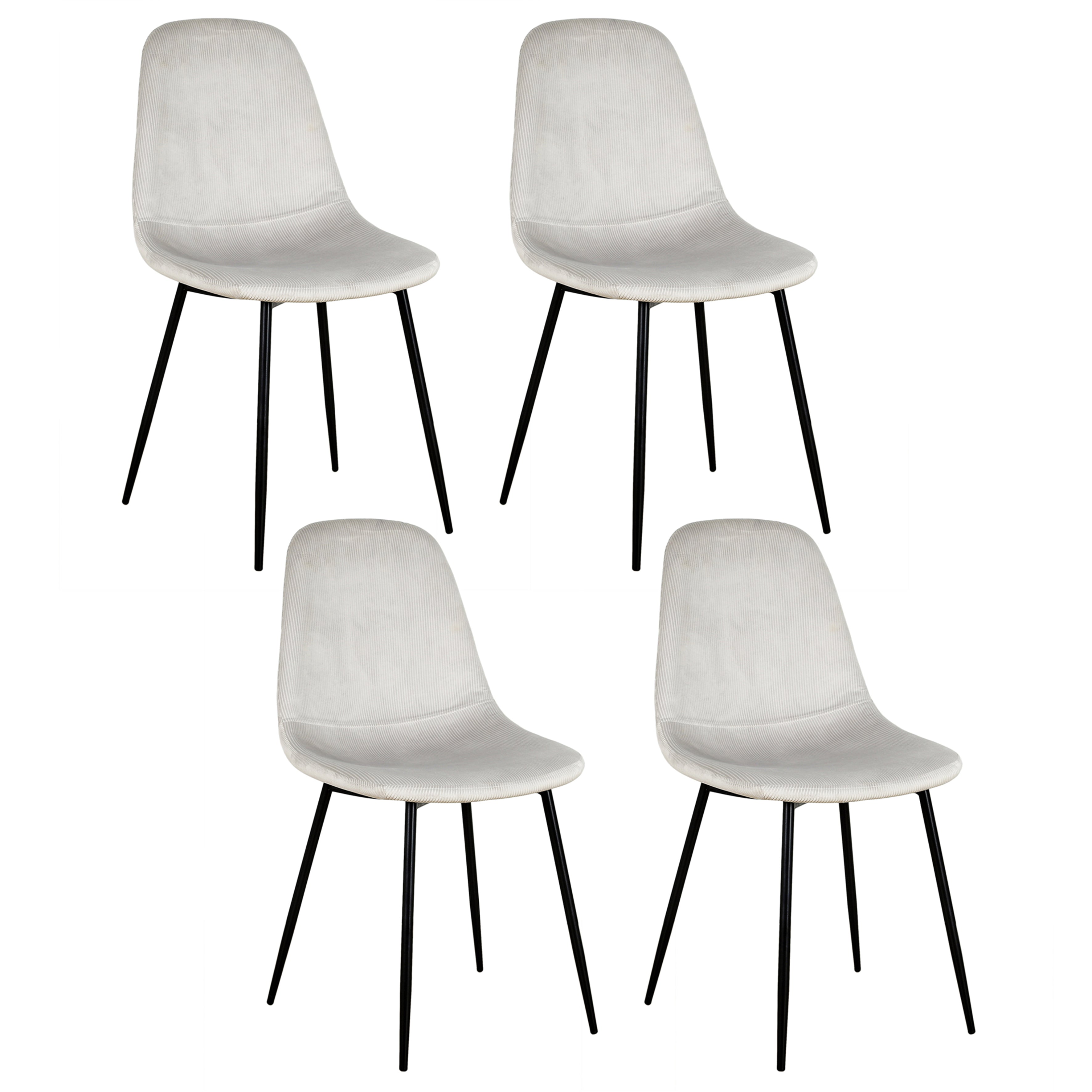 CHAISE VELOURS COTELE GIULIA GRIS CLAIR - LOT DE 4