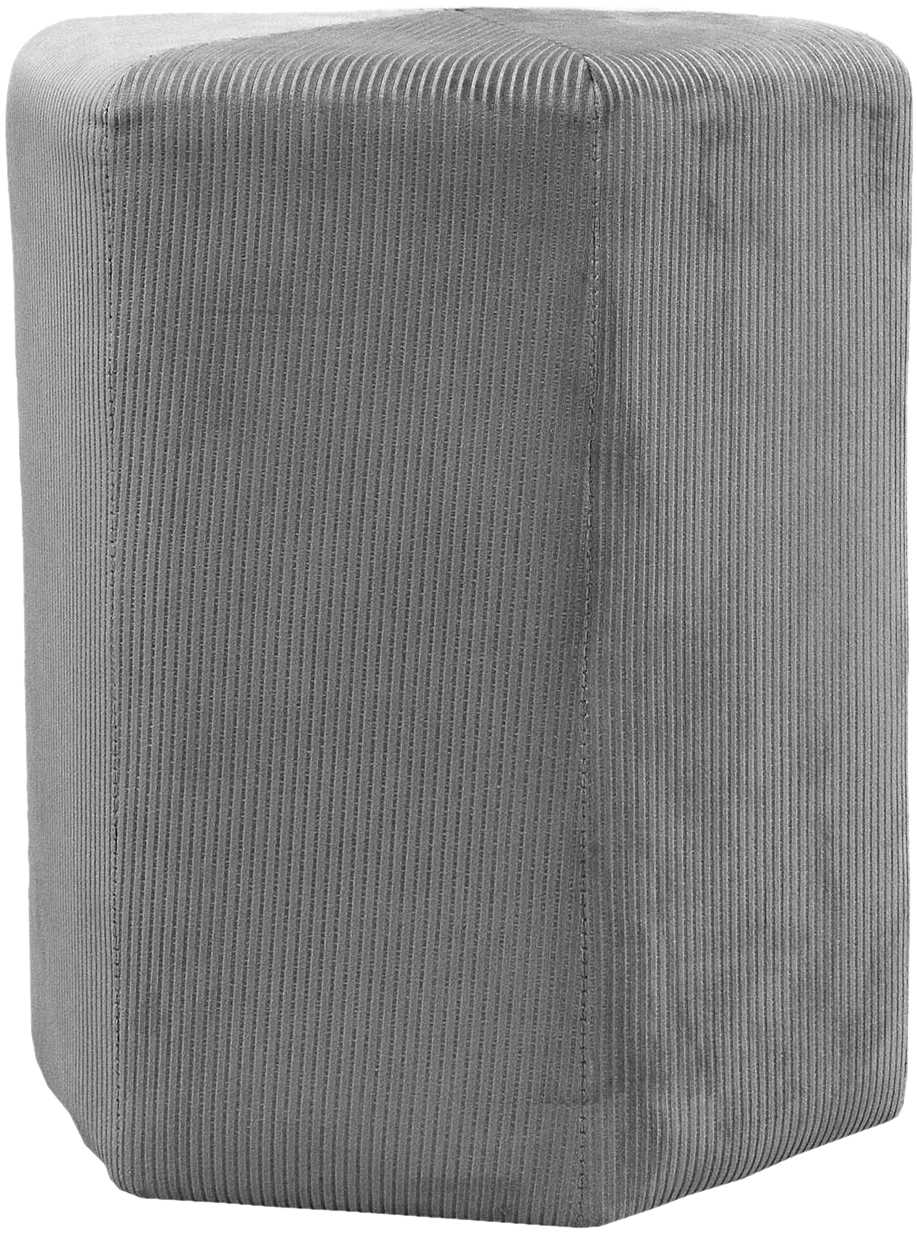 POUF VELOURS COTELE 35CM GIULIA GRIS FONCE