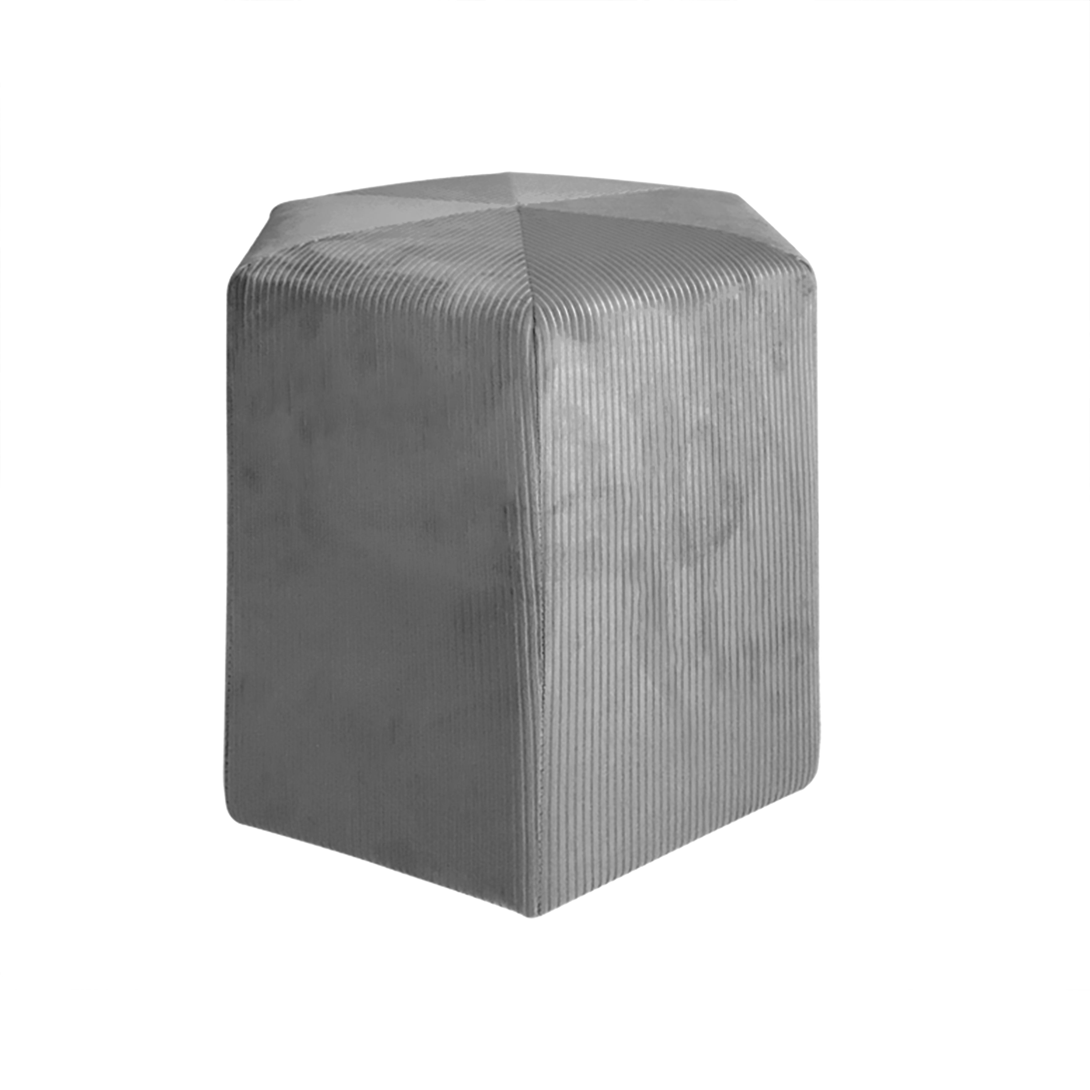 POUF VELOURS COTELE 35CM GIULIA GRIS FONCE