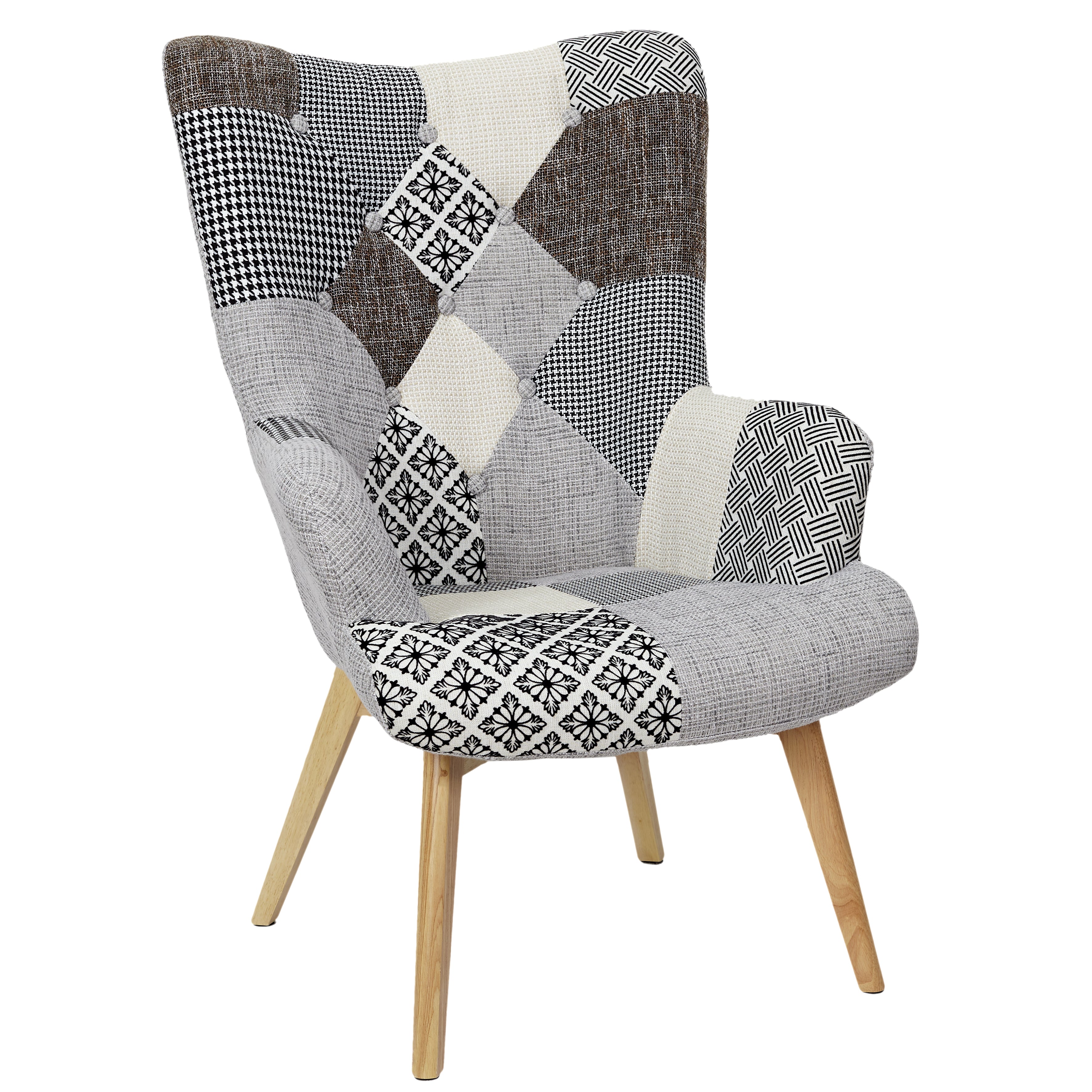 FAUTEUIL HELSINKI PATCHWORK GRIS