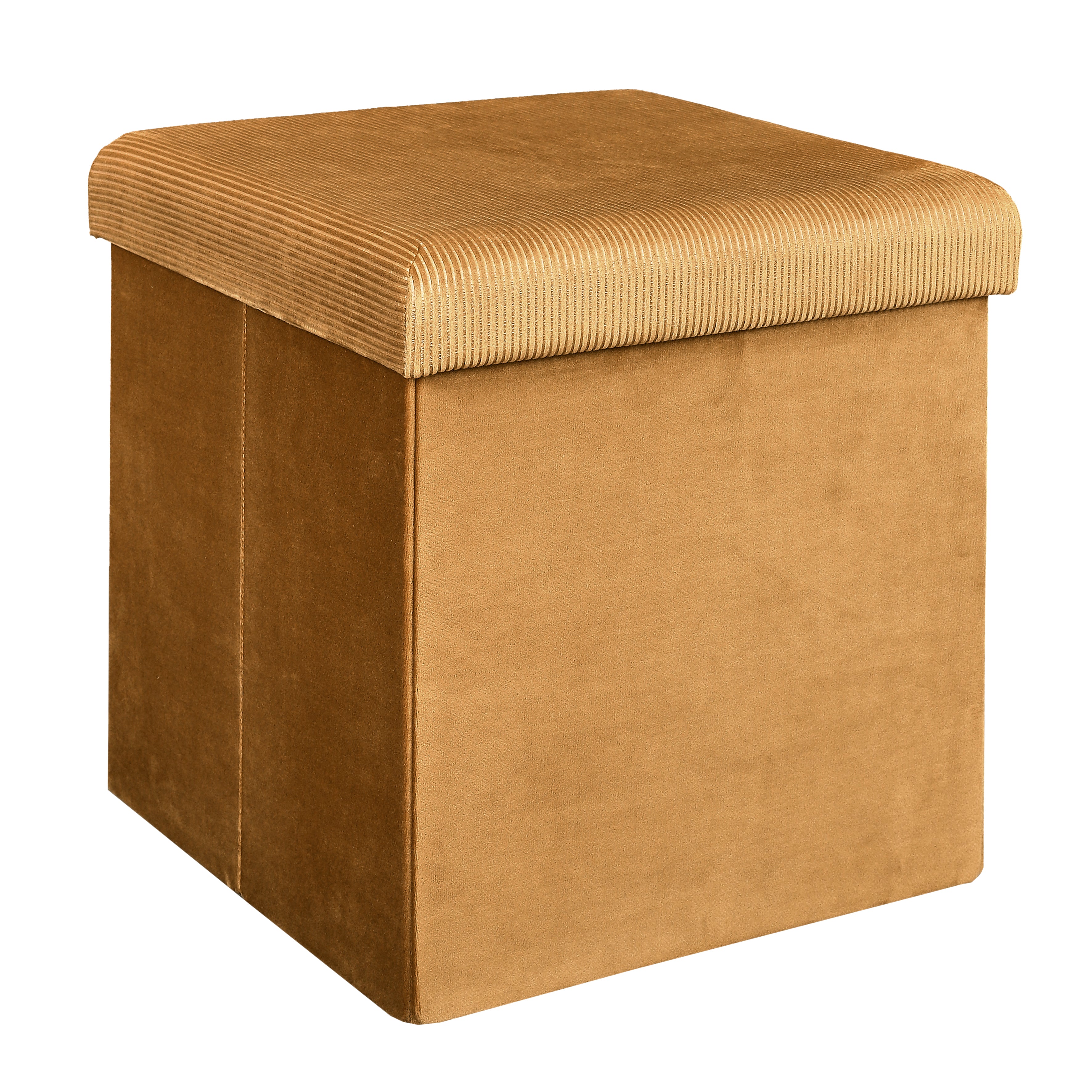 COFFRE POUF PLIABLE VELOURS COTELE GIULIA JAUNE
