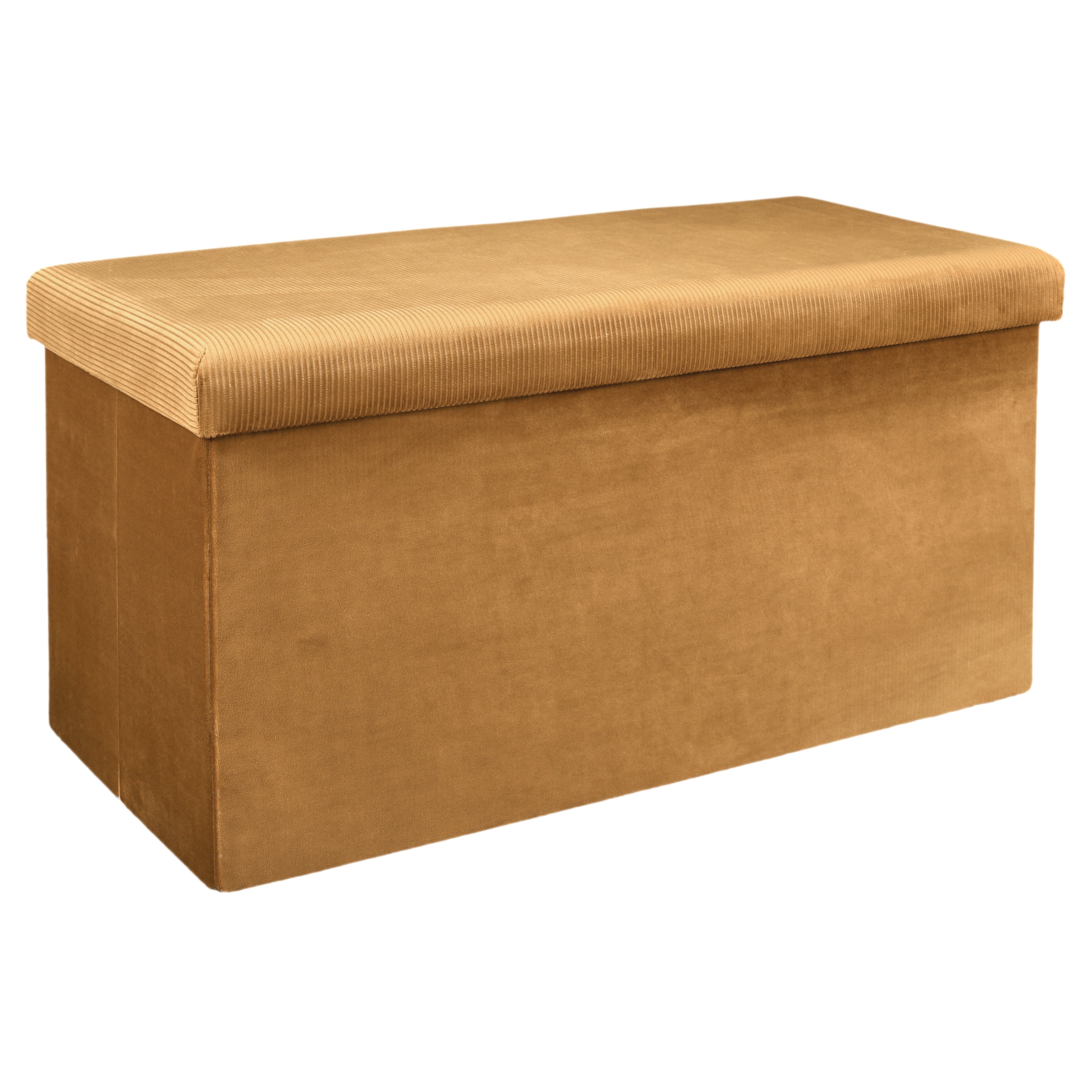 COFFRE BANC PLIABLE VELOURS COTELE GIULIA JAUNE