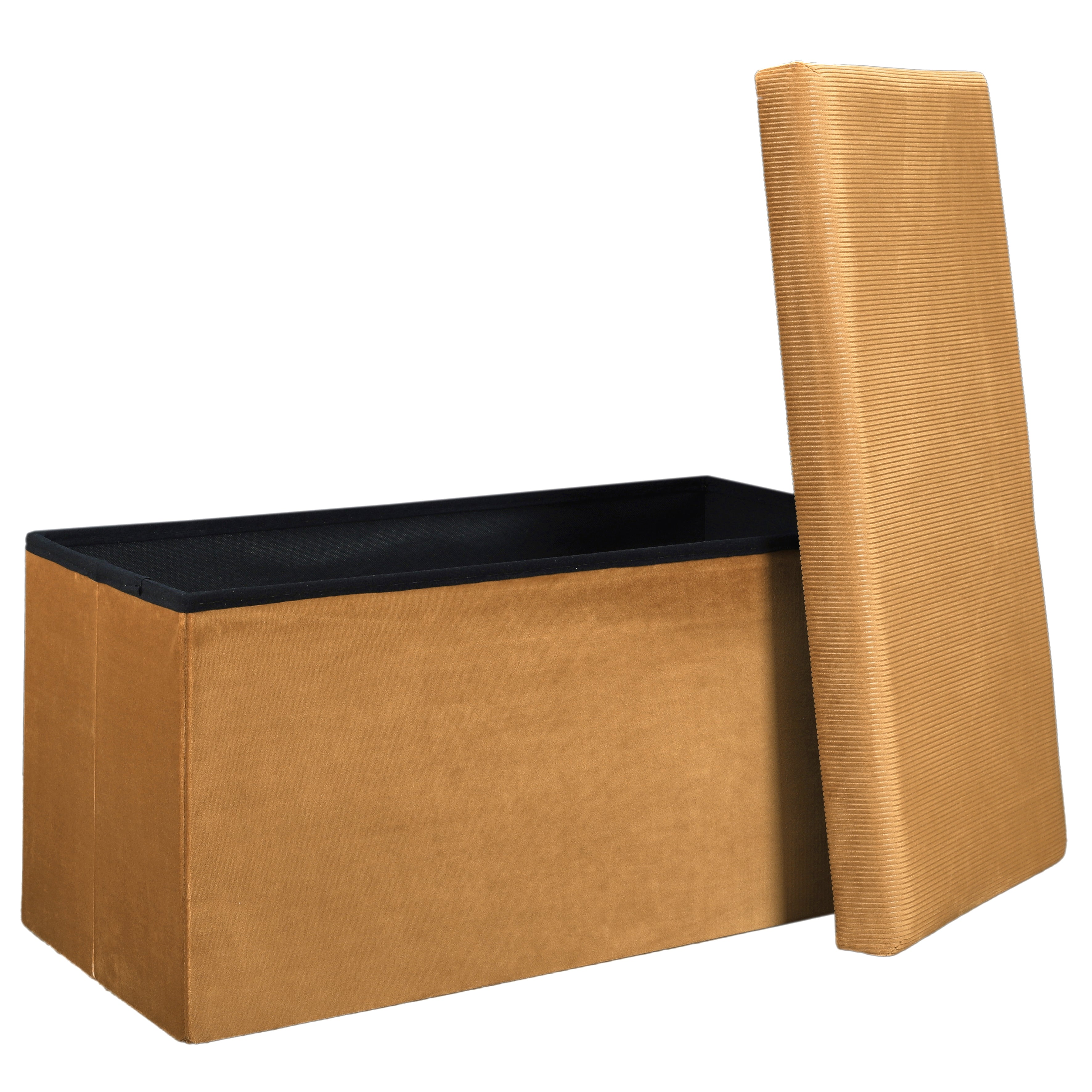 COFFRE BANC PLIABLE VELOURS COTELE GIULIA JAUNE