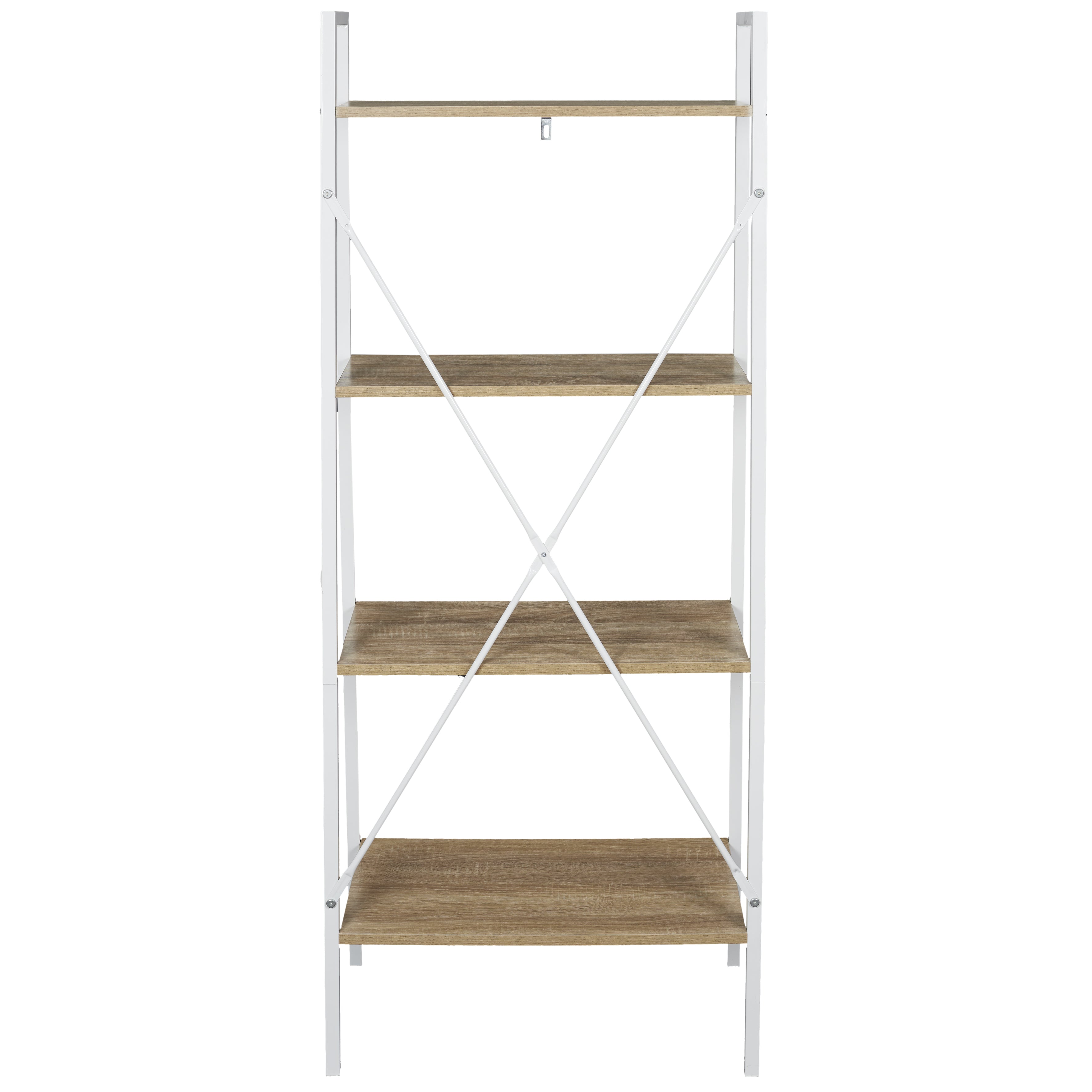 ETAGERE BOIS ET METAL BLANC 148X60X32.5CM
