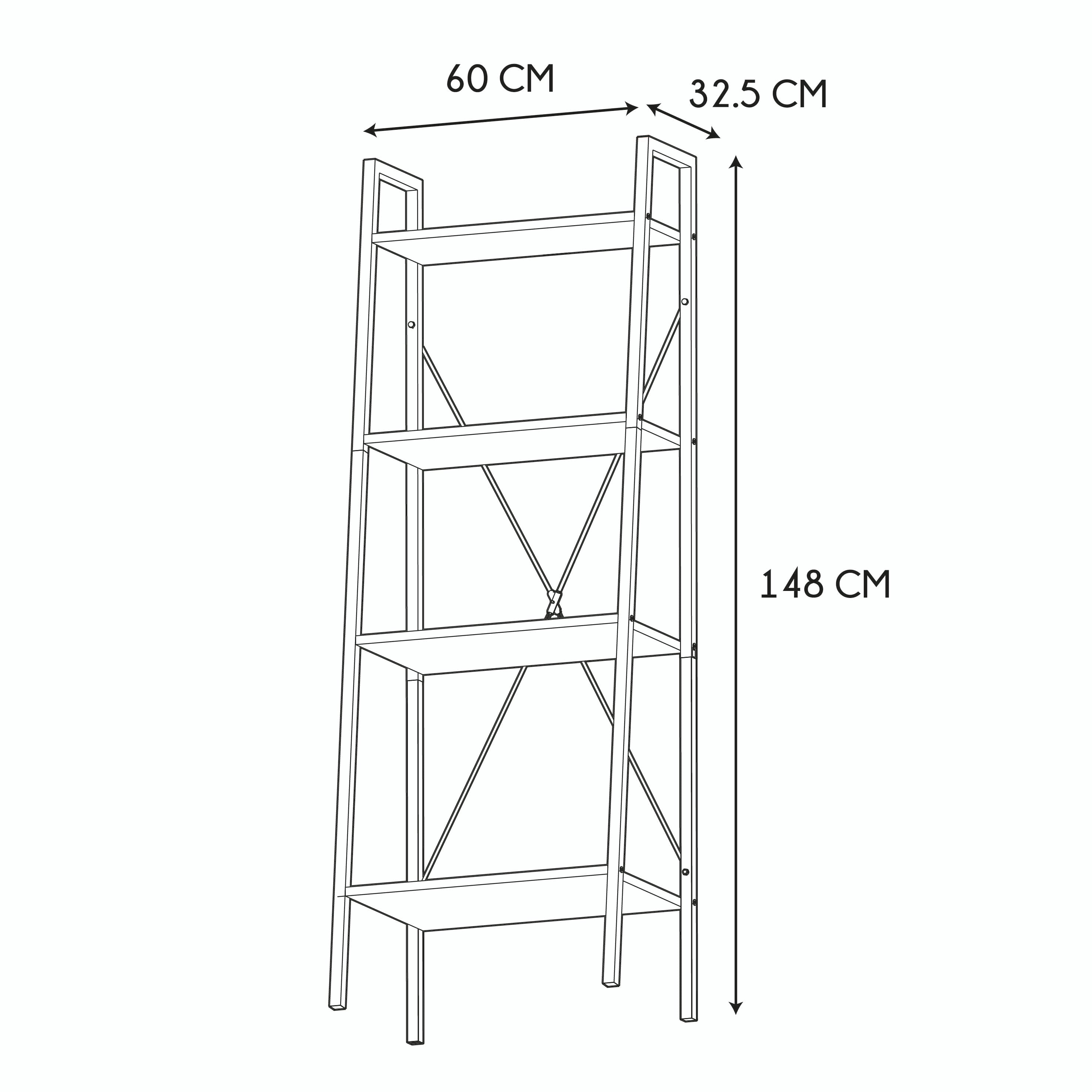 ETAGERE BOIS ET METAL BLANC 148X60X32.5CM