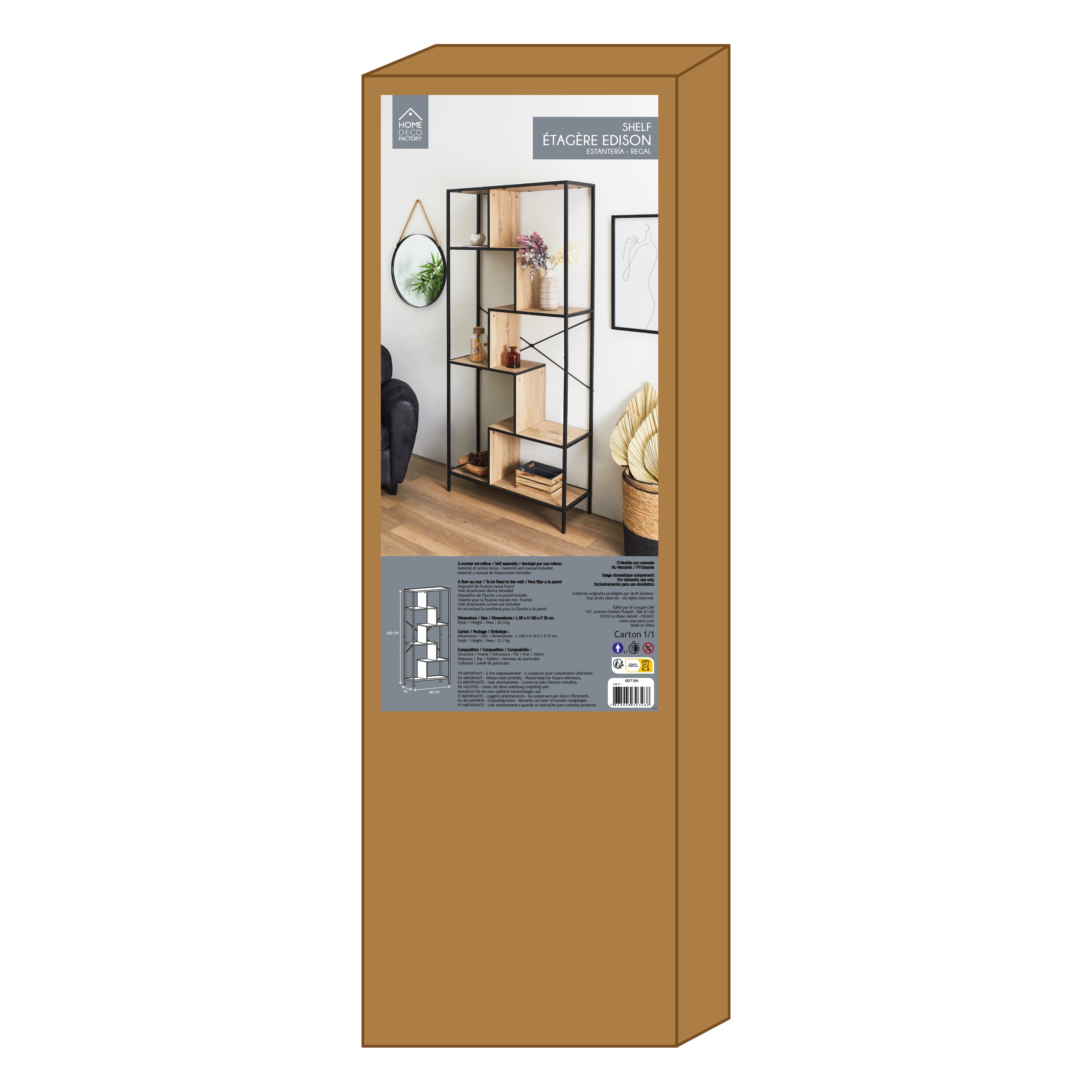 ETAGERE EDISON 80X30X180CM