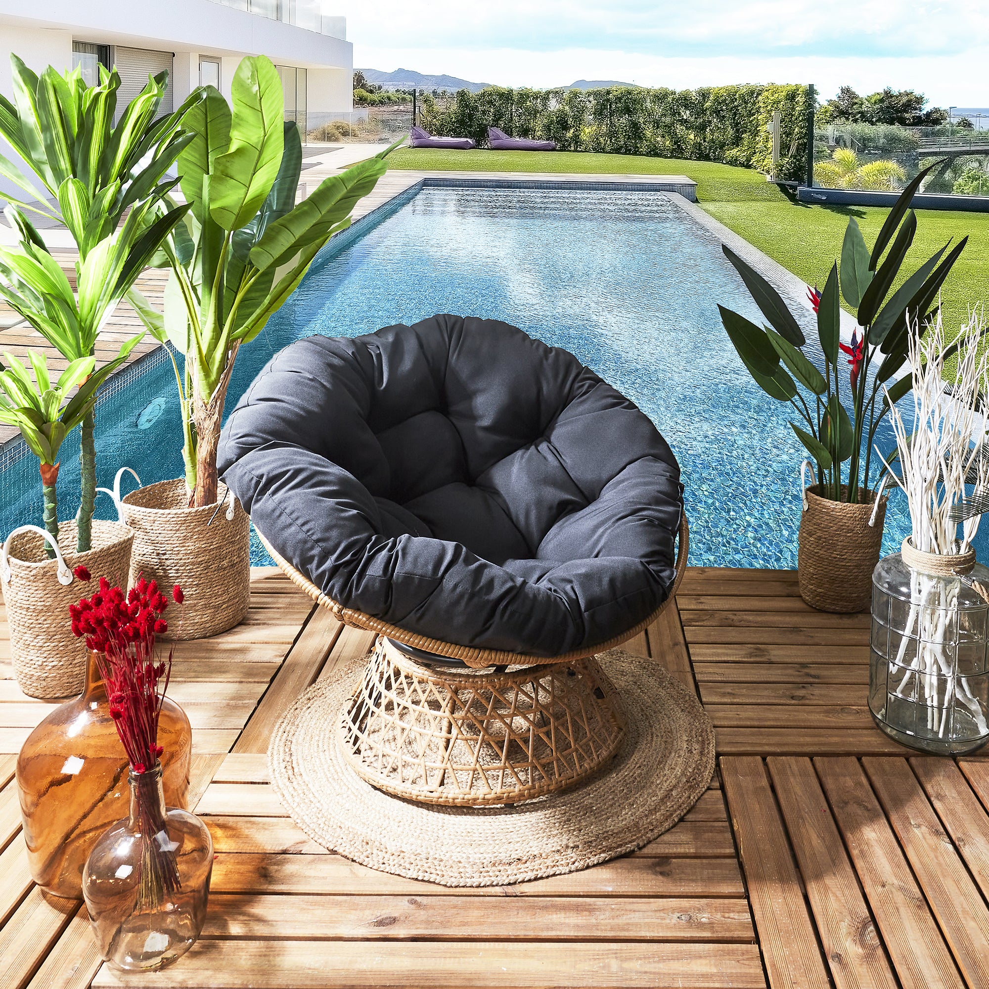 FAUTEUIL CANCUN COUSSIN NOIR