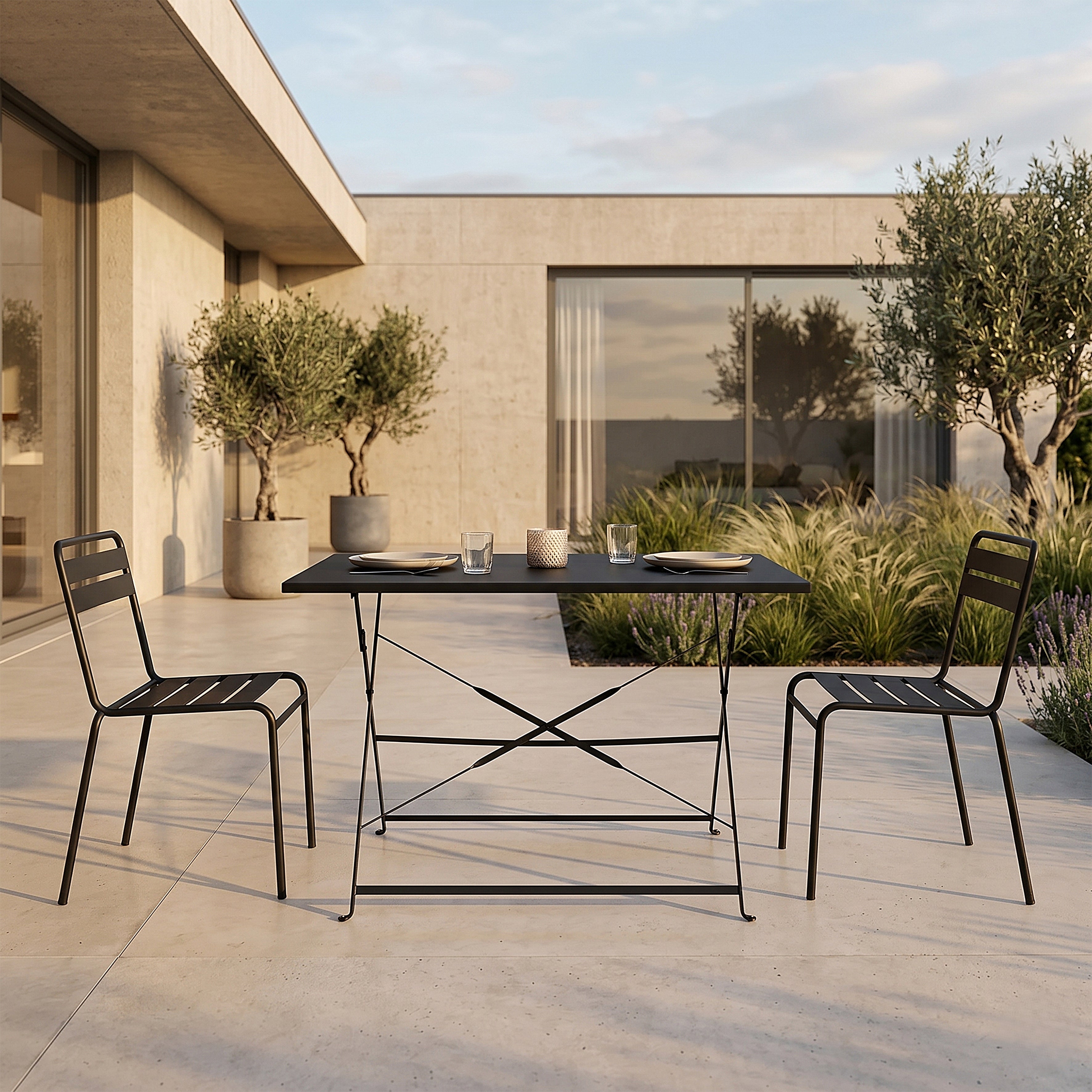 TABLE DE REPAS PLIANTE PALERME NOIR 110X70X71CM