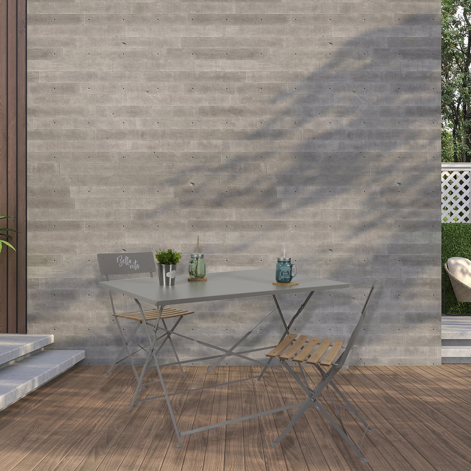 TABLE REPAS PLIANTE PALERME TAUPE 110X70X71CM