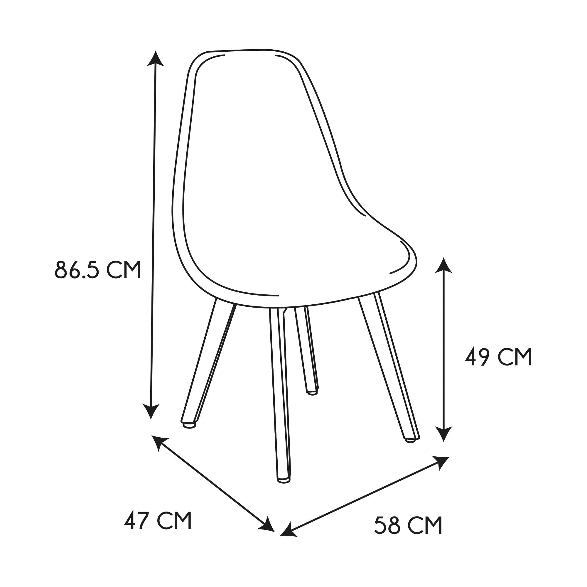 CHAISE PATCHWORK GRIS - LOT DE 4