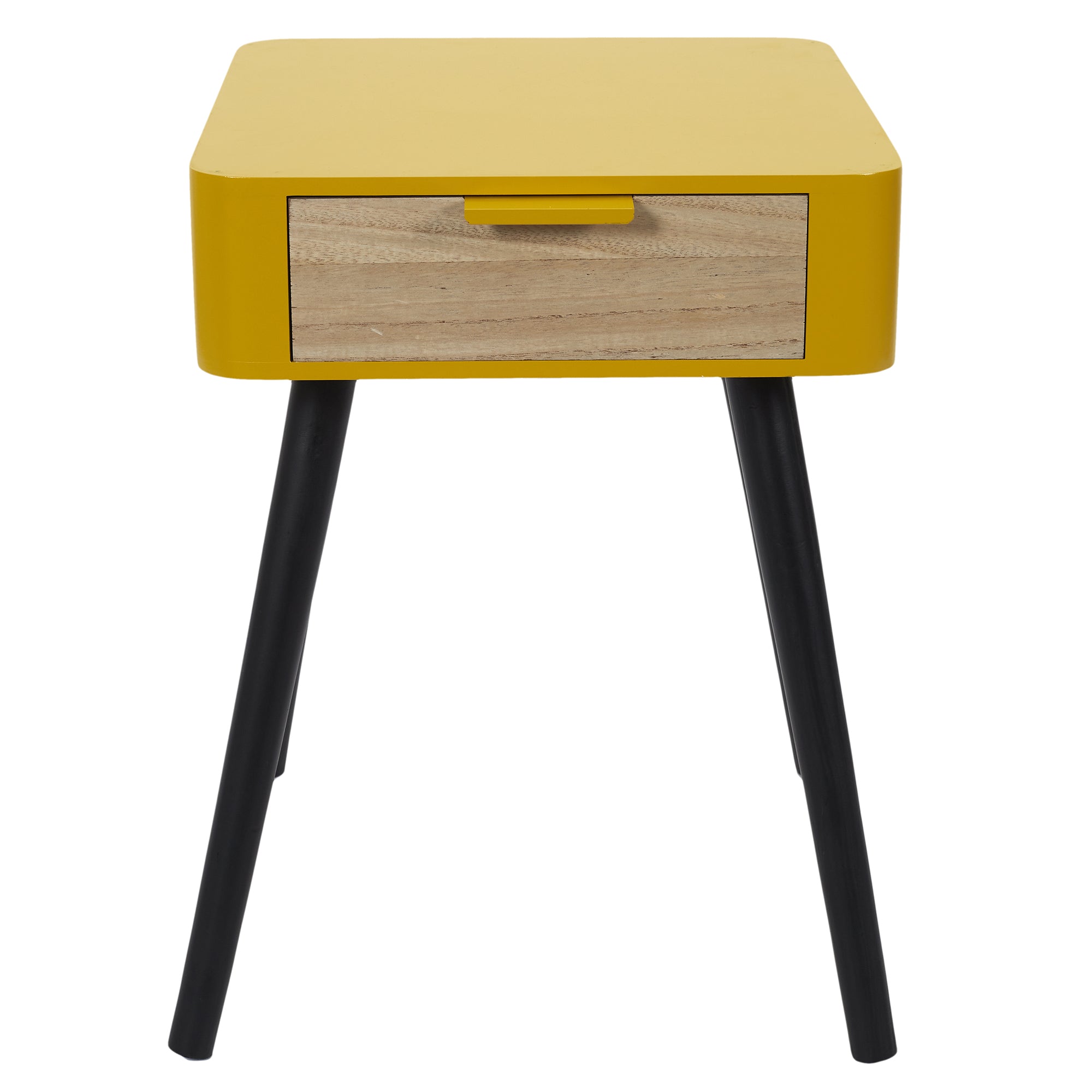 CHEVET 1 TIROIR EN BOIS JAUNE MOUTARDE