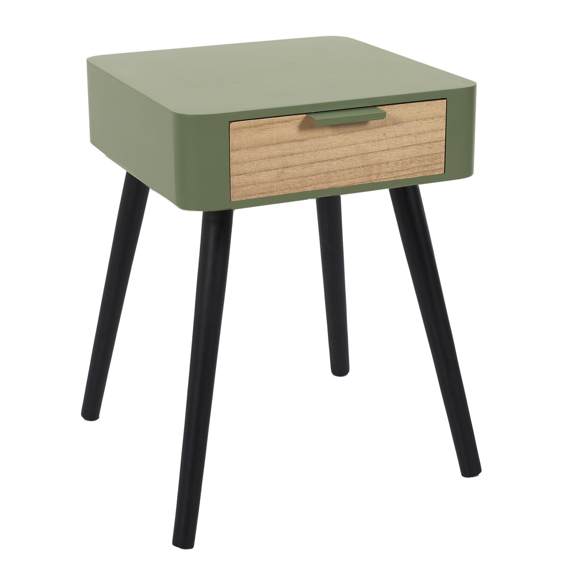CHEVET 1 TIROIR EN BOIS VERT KAKI