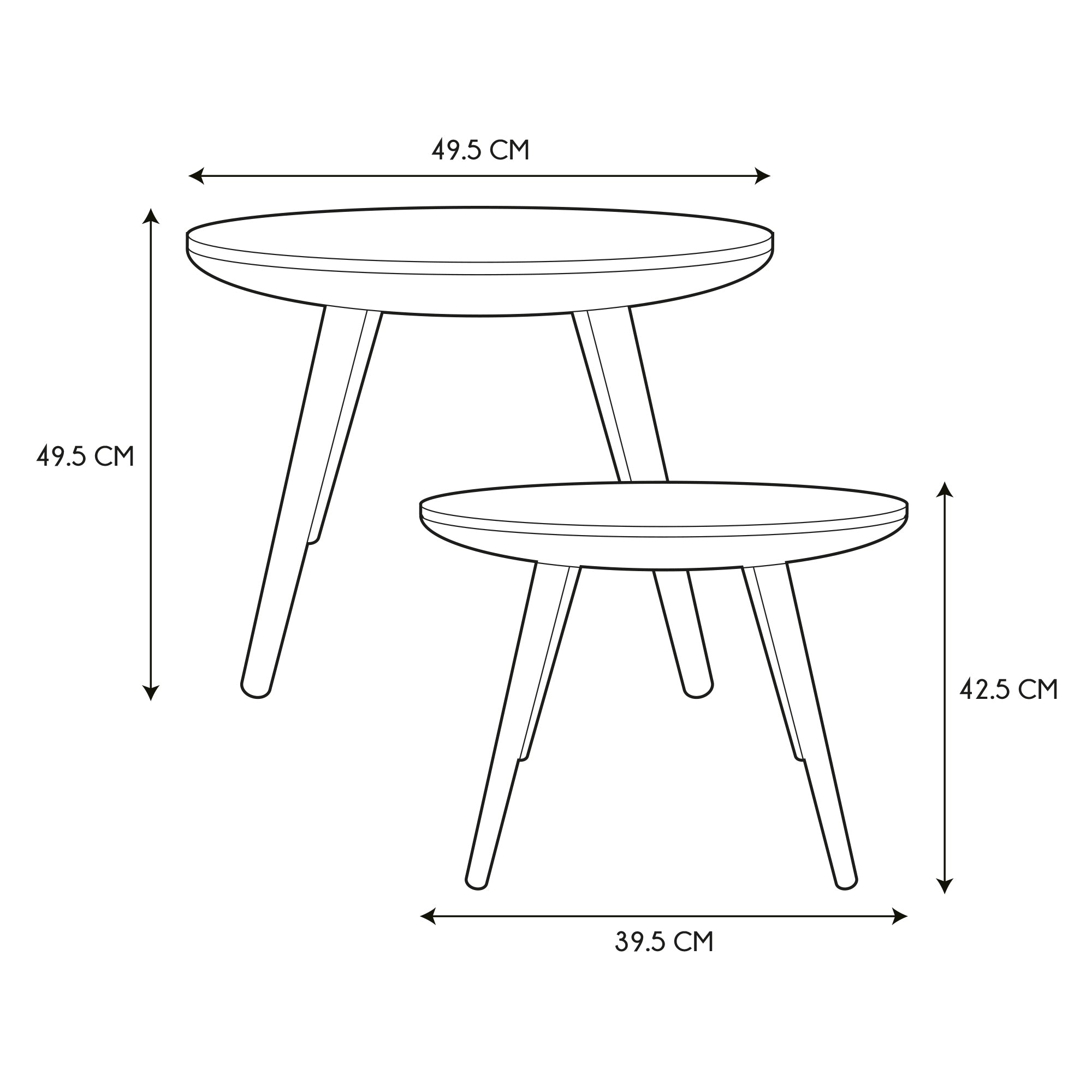TABLE GIGOGNE RONDE RELIEF NOIR X2