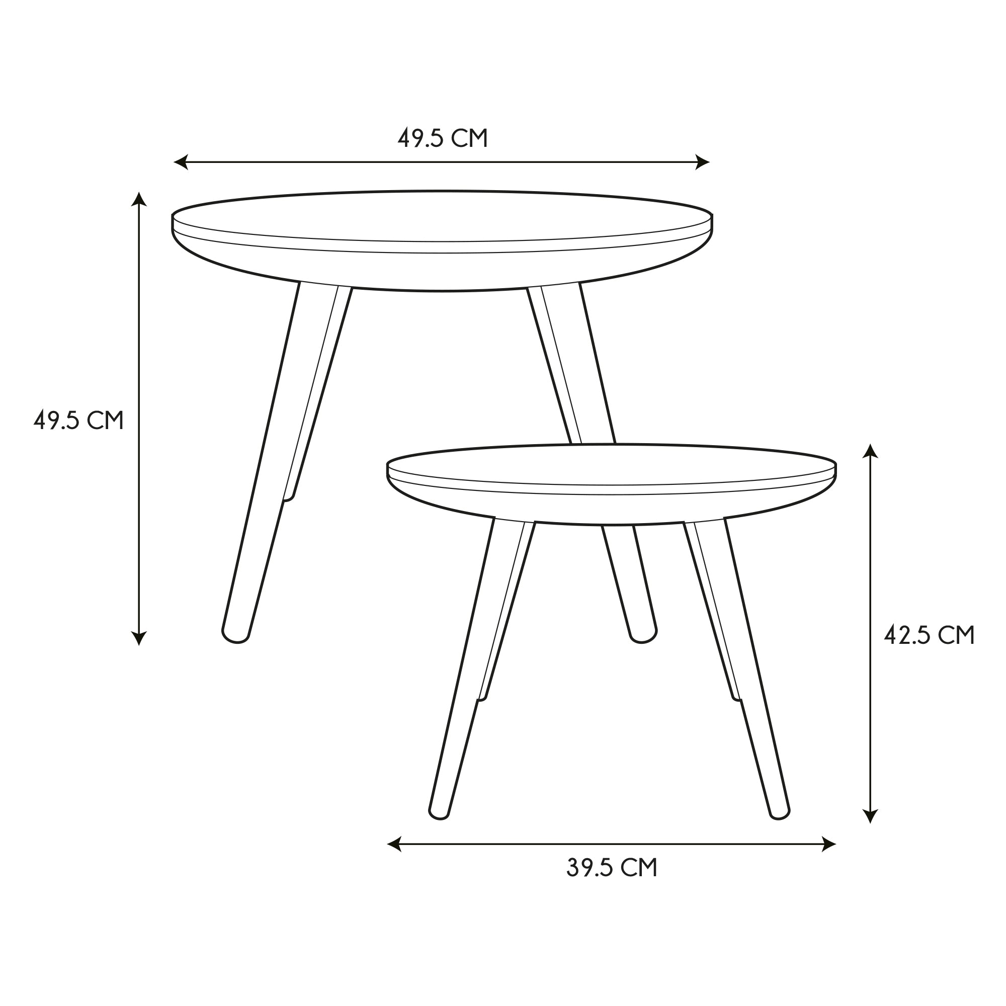 TABLE GIGOGNE RONDE RELIEF NOIR X2