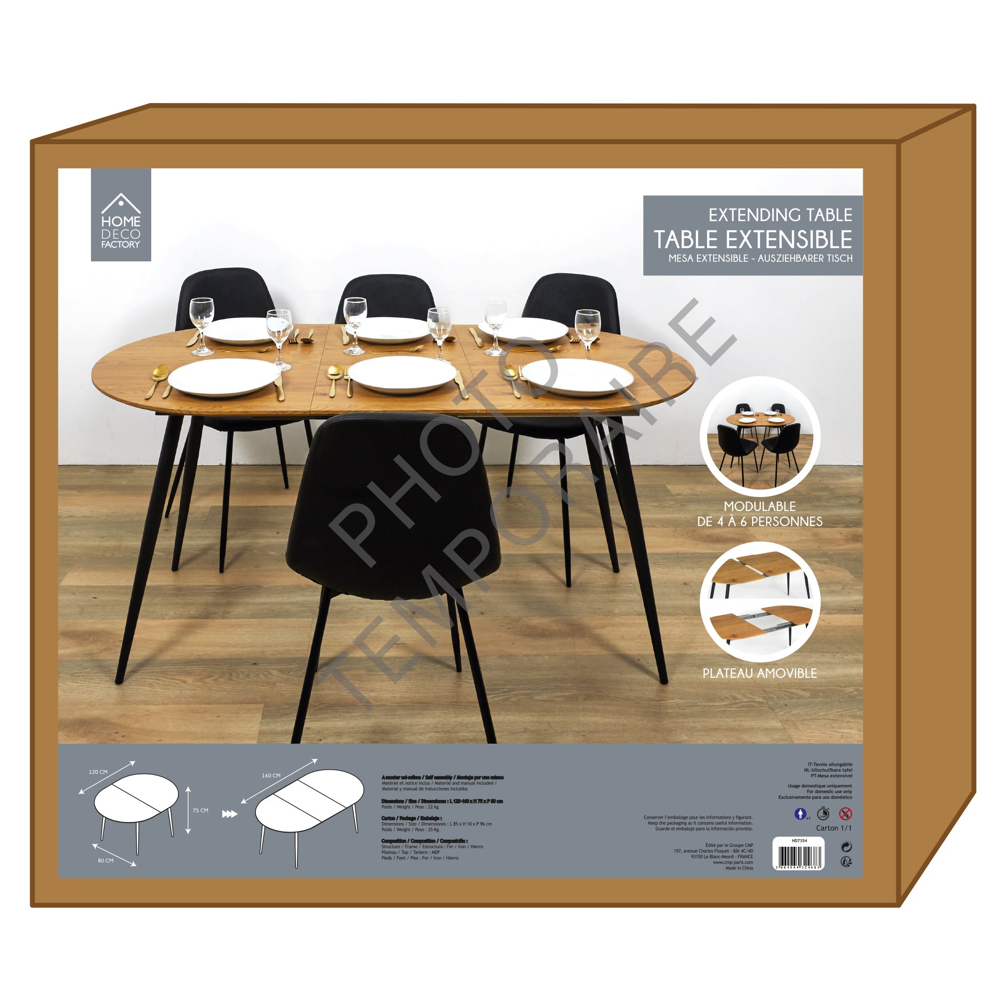 TABLE EXTENSIBLE 4 A 6 PERSONNES