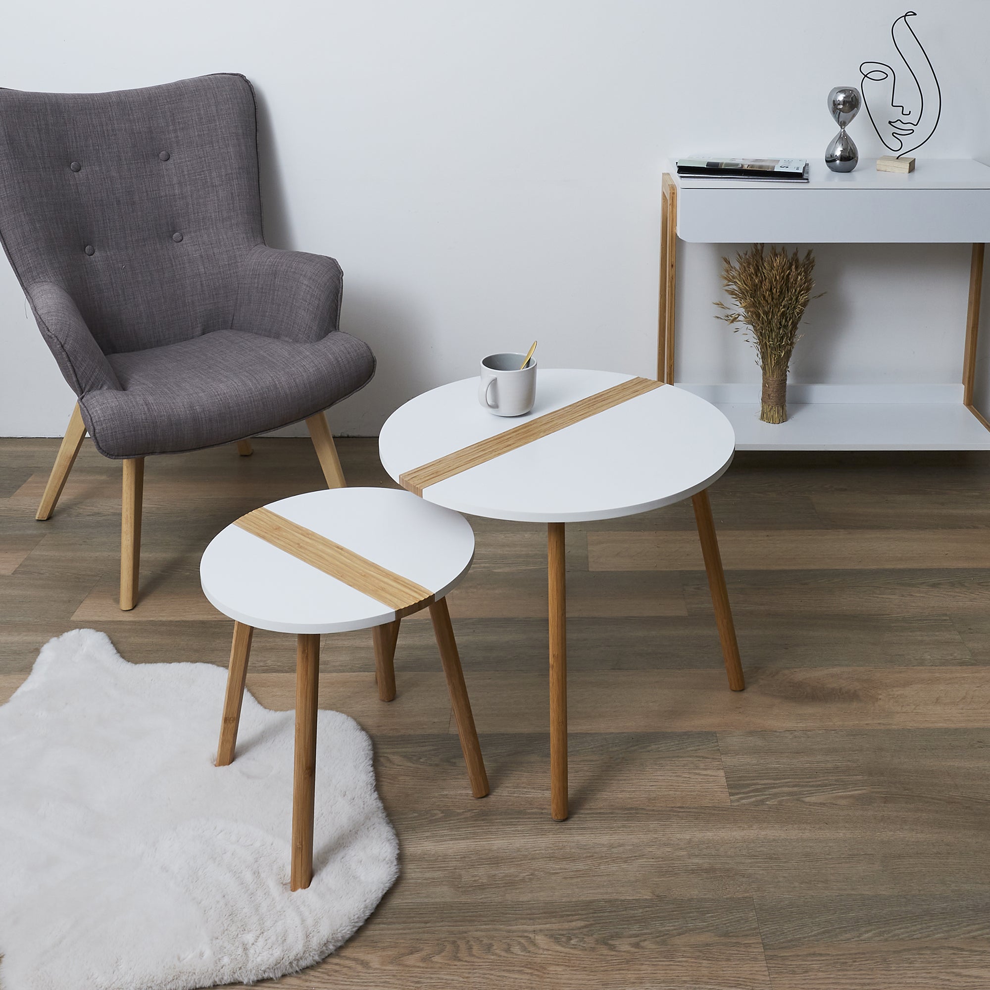 TABLE GIGOGNE BICOLORE RELIEF BLANC X2