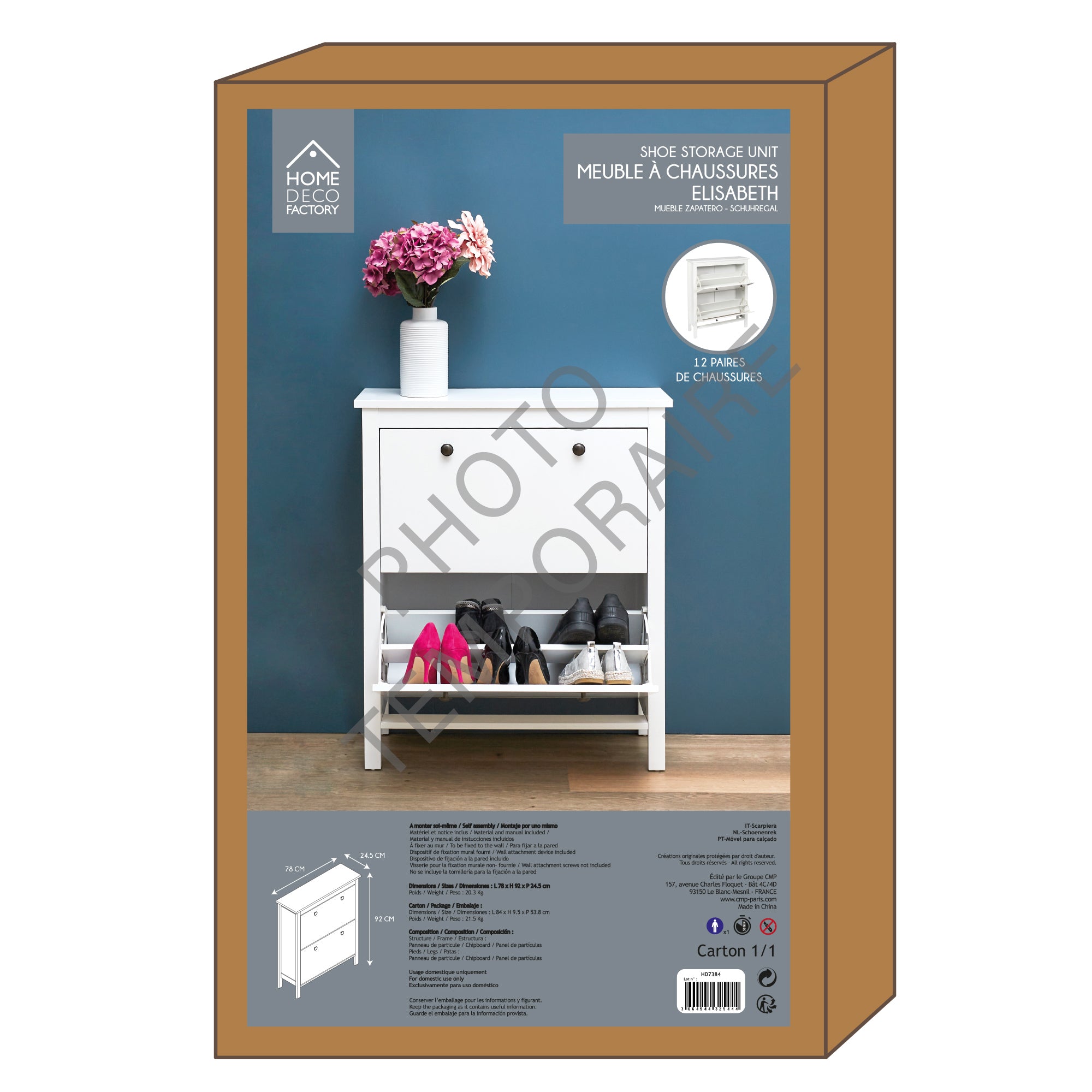 MEUBLE A CHAUSSURES 2 PORTES ELISABETH