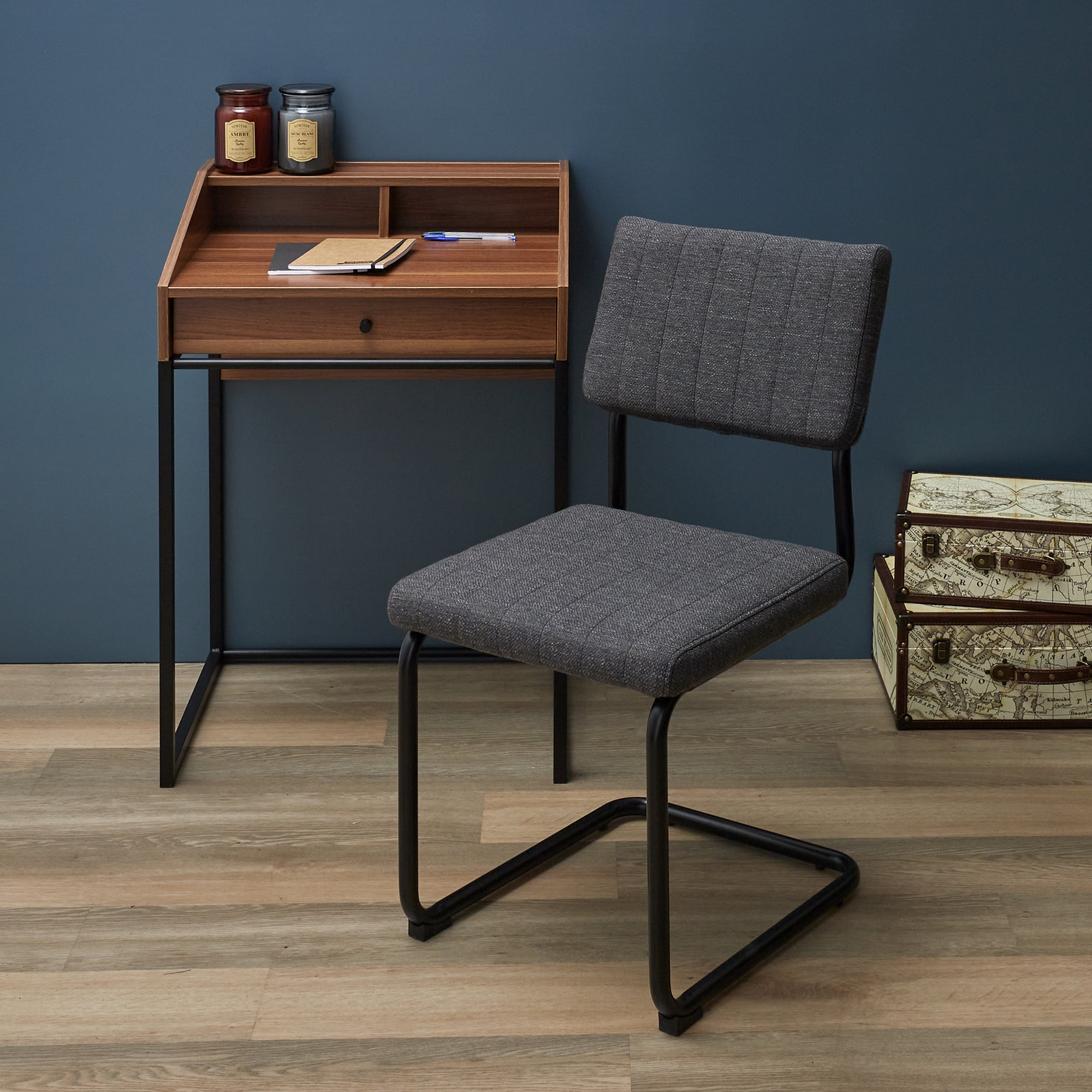 CHAISE ALBAN GRIS CHINE - LOT DE 2