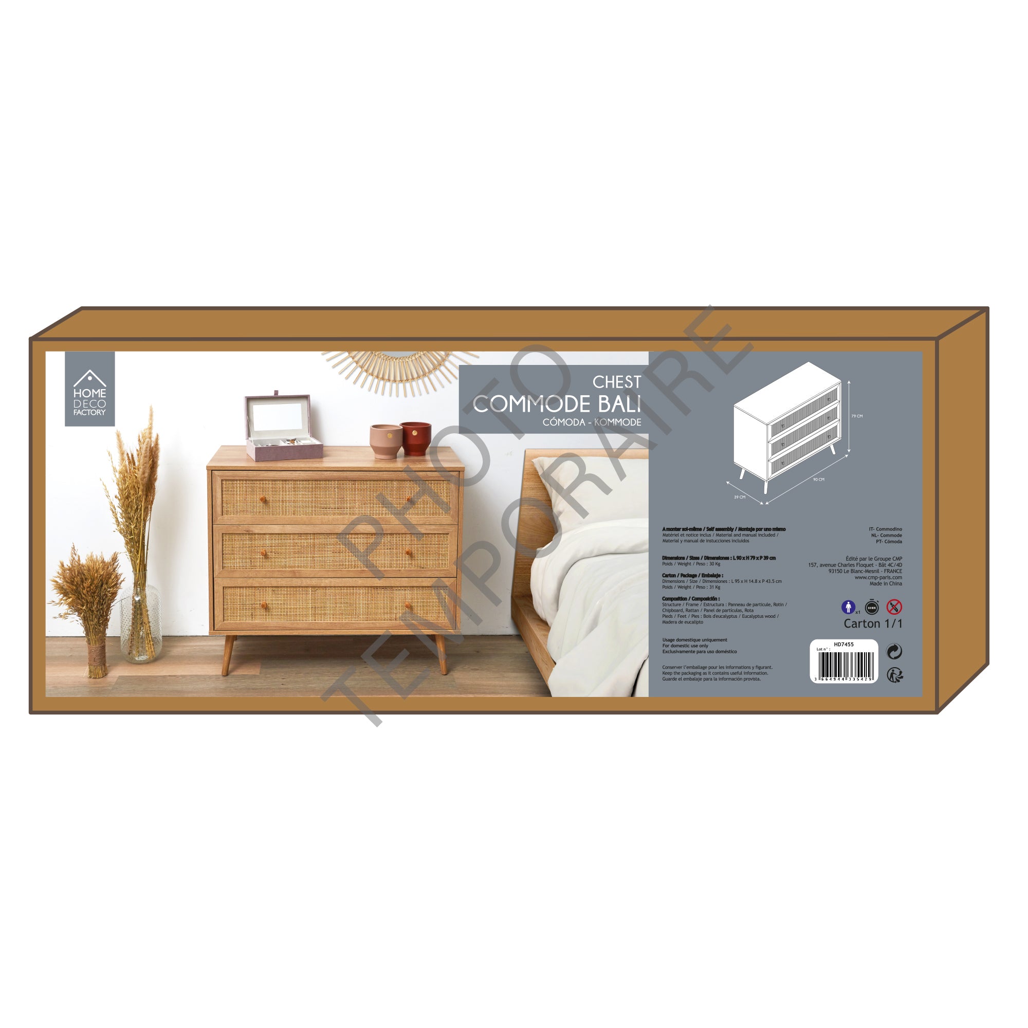 COMMODE 3 TIROIRS BALI