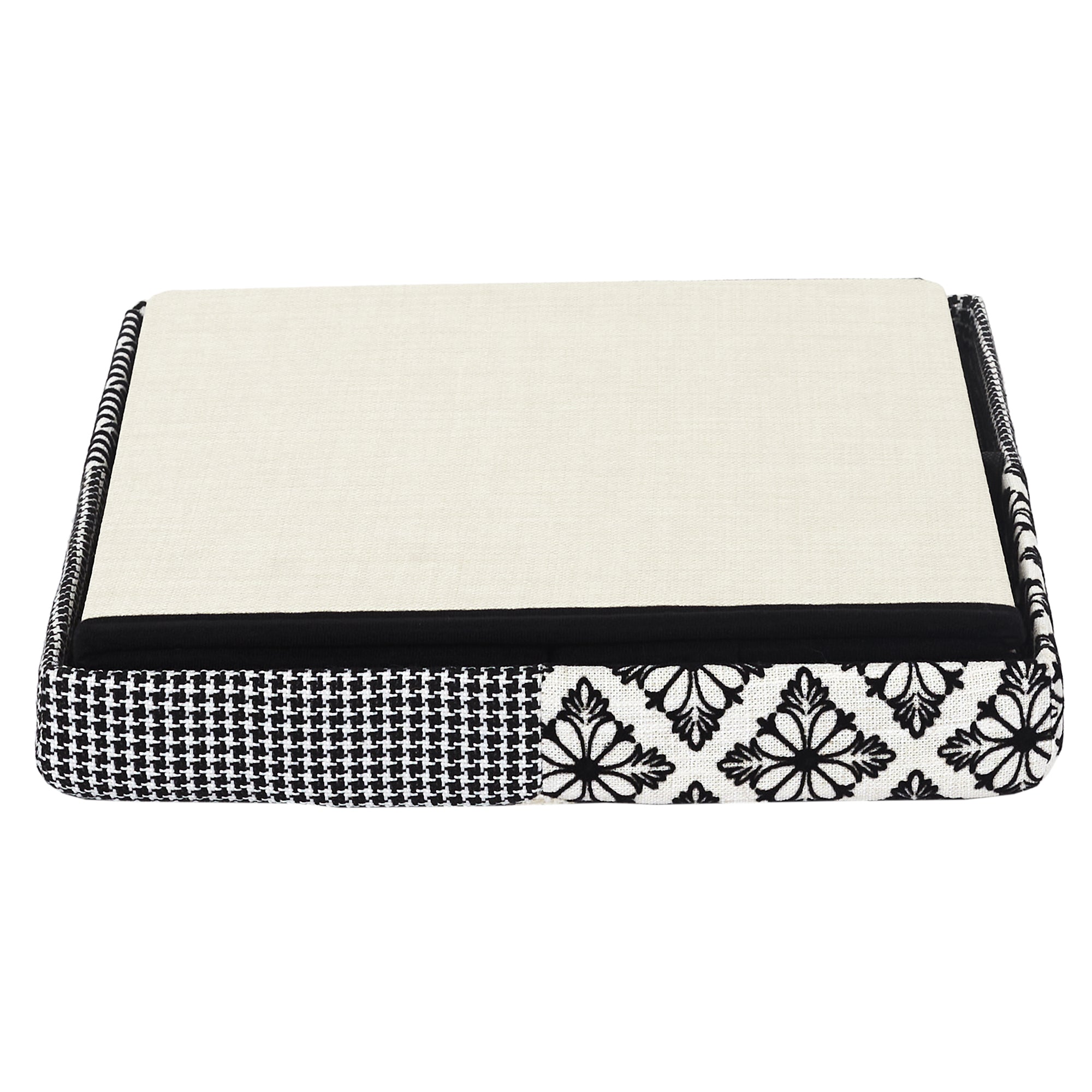 COFFRE POUF PLIABLE PATCHWORK GRIS