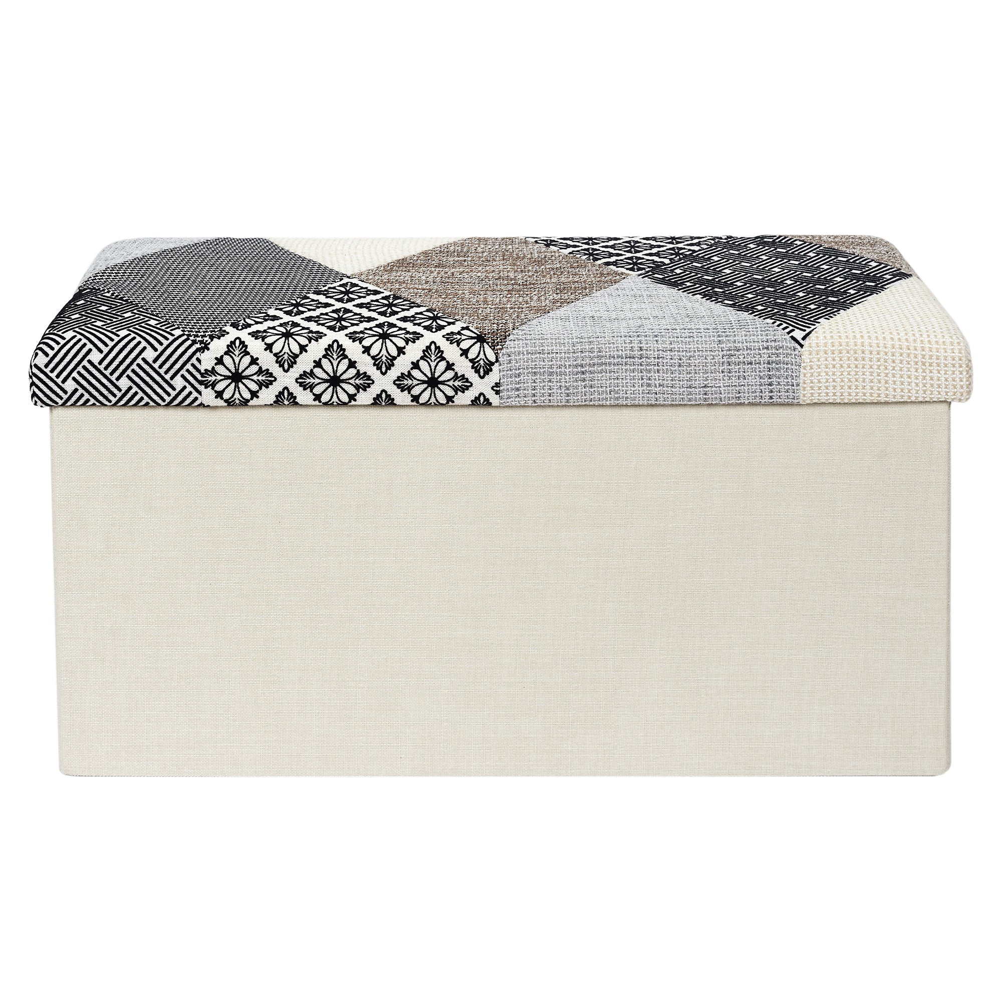 COFFRE BANC PLIABLE PATCHWORK GRIS
