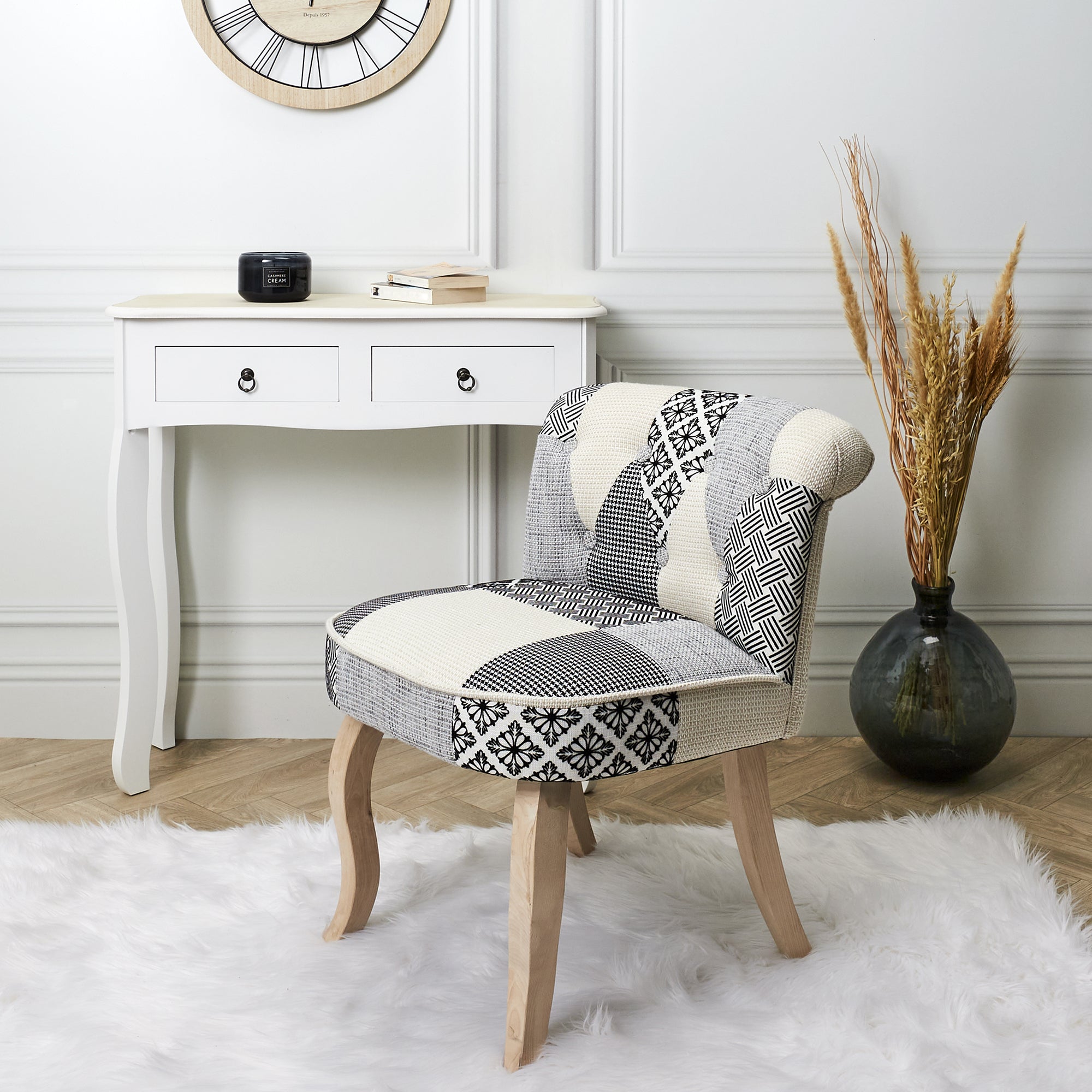 FAUTEUIL ELEONOR PATCHWORK GRIS