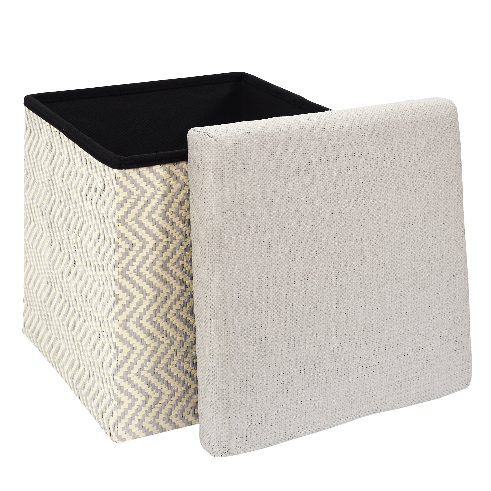 COFFRE POUF PLIABLE TRESSE GRIS