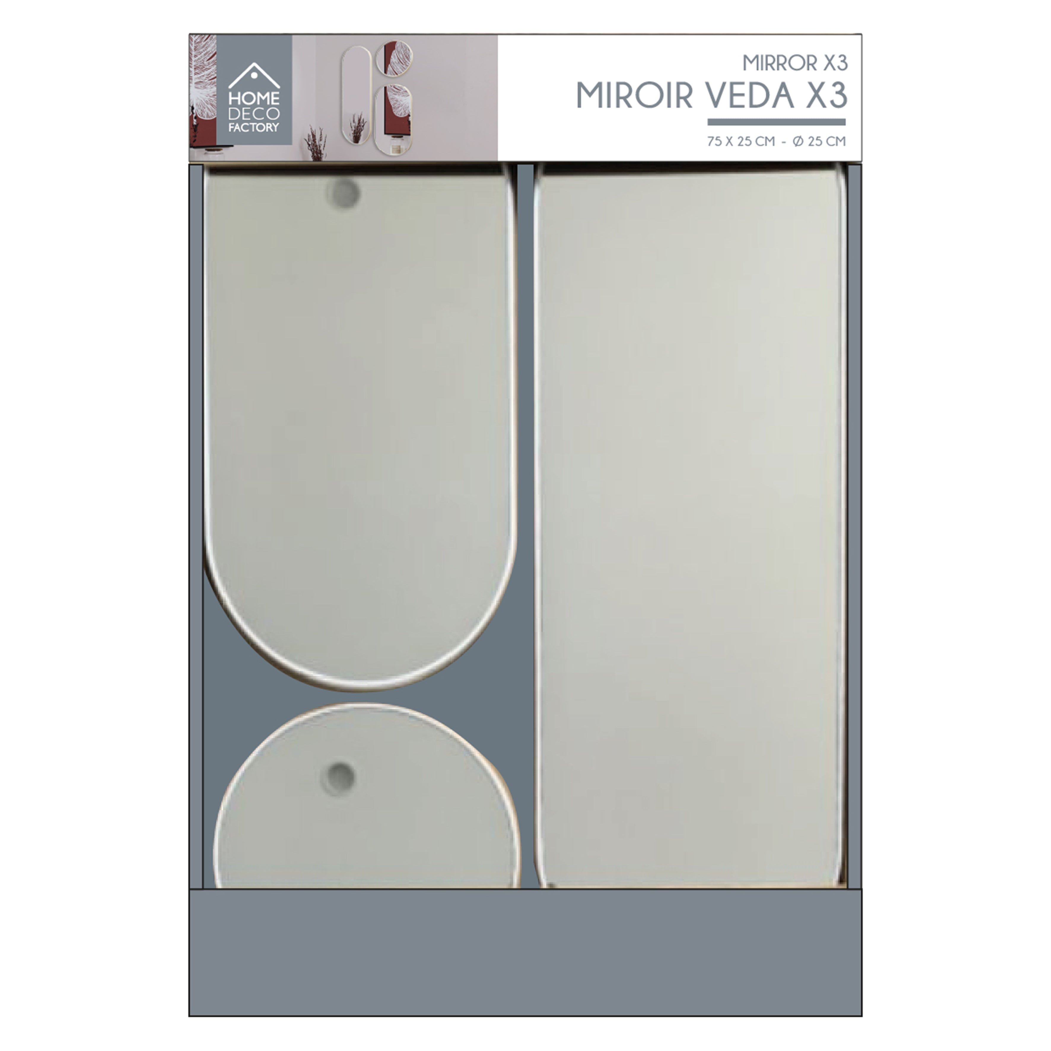 MIROIR ROND ET OVALE VEDA BEIGE X3