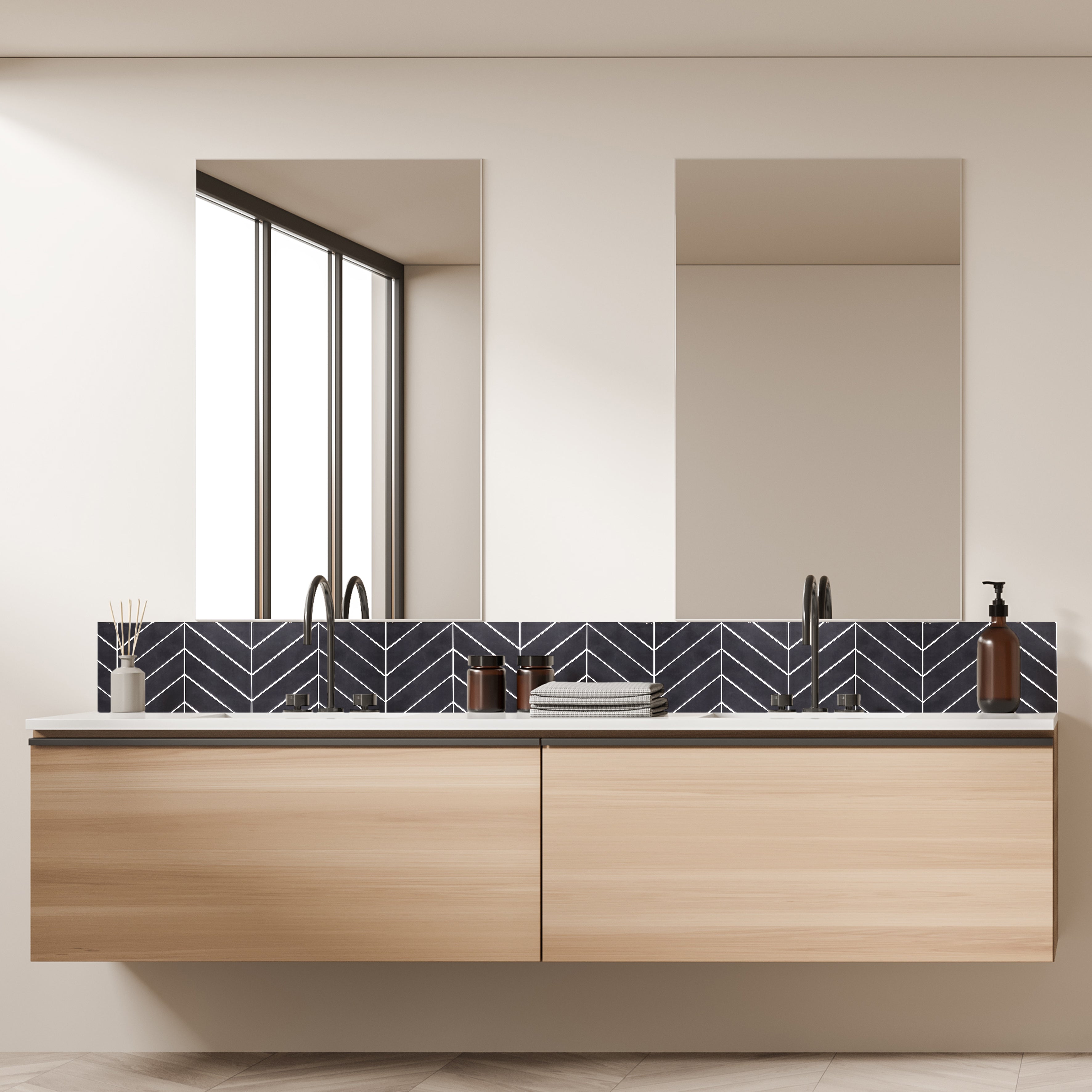 CREDENCE ADHESIVE SOUPLE CHEVRON NOIR X4