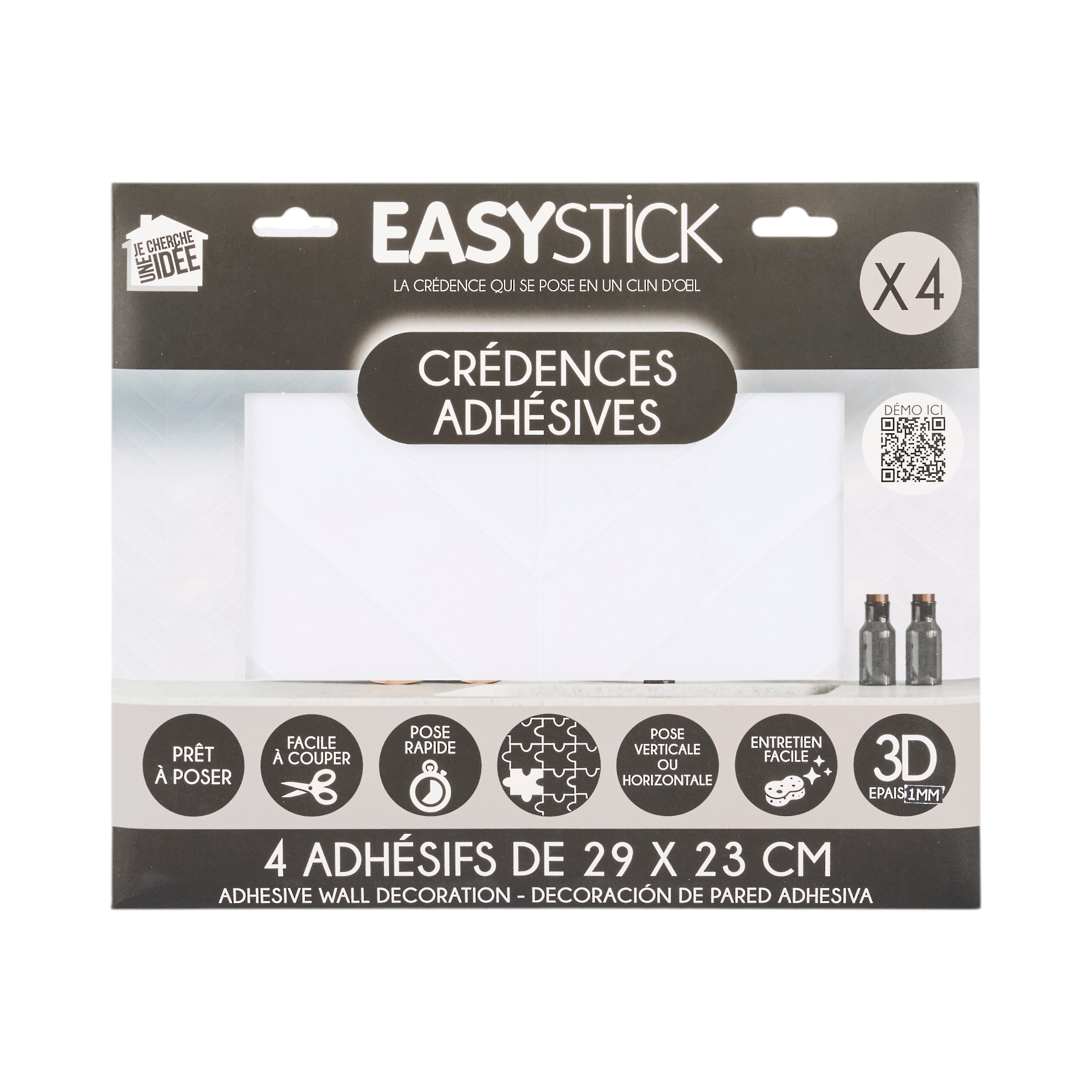 CREDENCE ADHESIVE SOUPLE CHEVRON BLANC X4