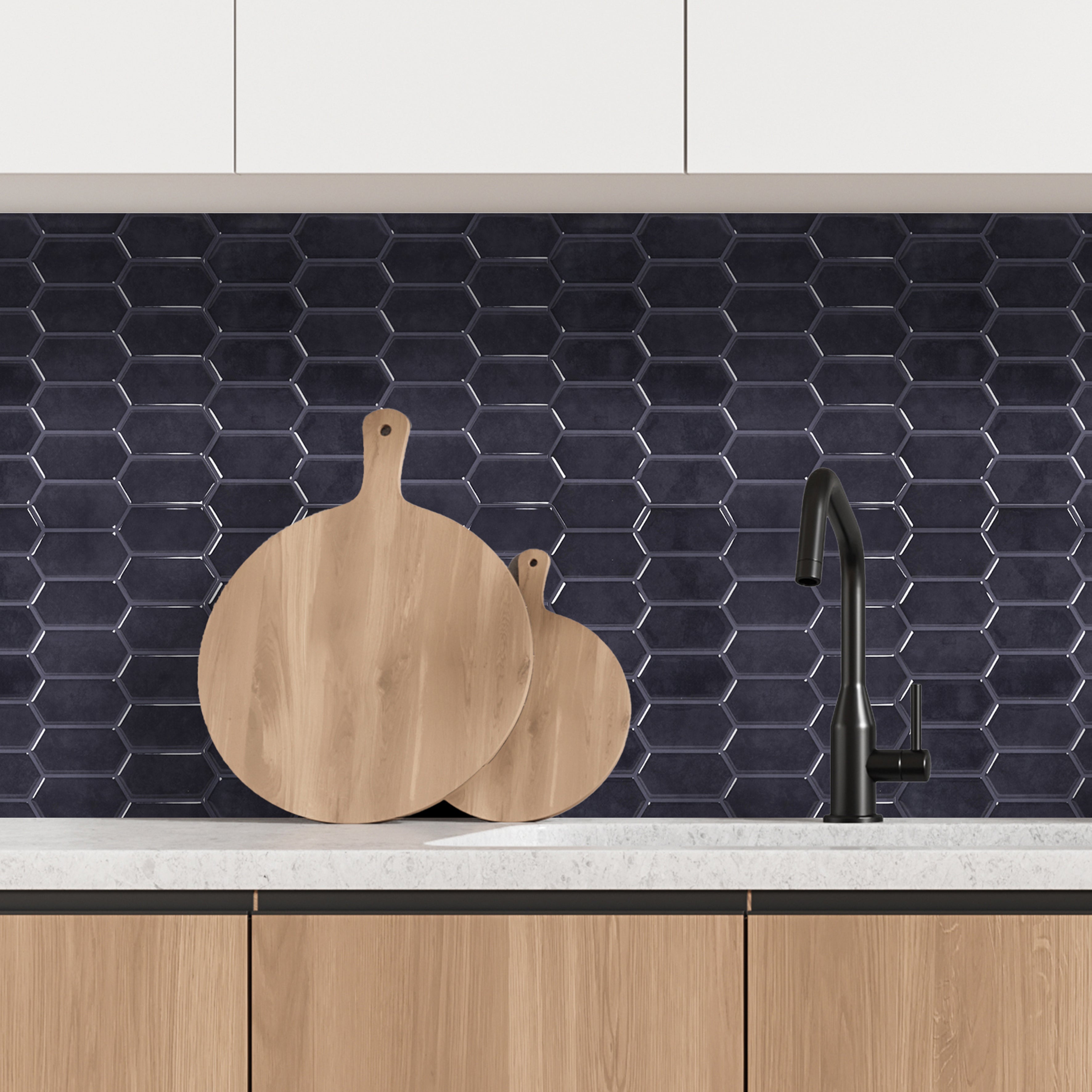 CREDENCE ADHESIVE SOUPLE HEXAGONE NOIR X4