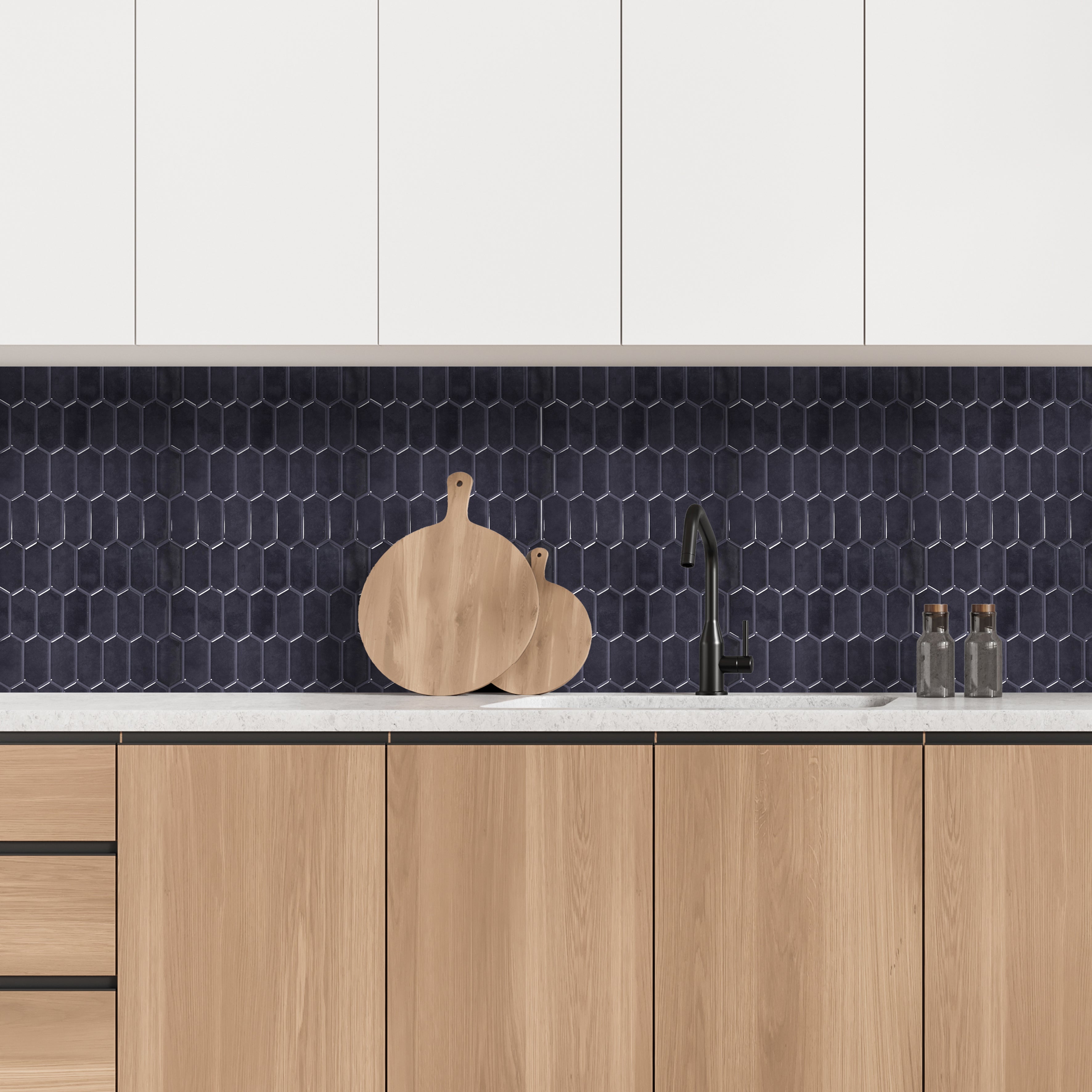 CREDENCE ADHESIVE SOUPLE HEXAGONE NOIR X4