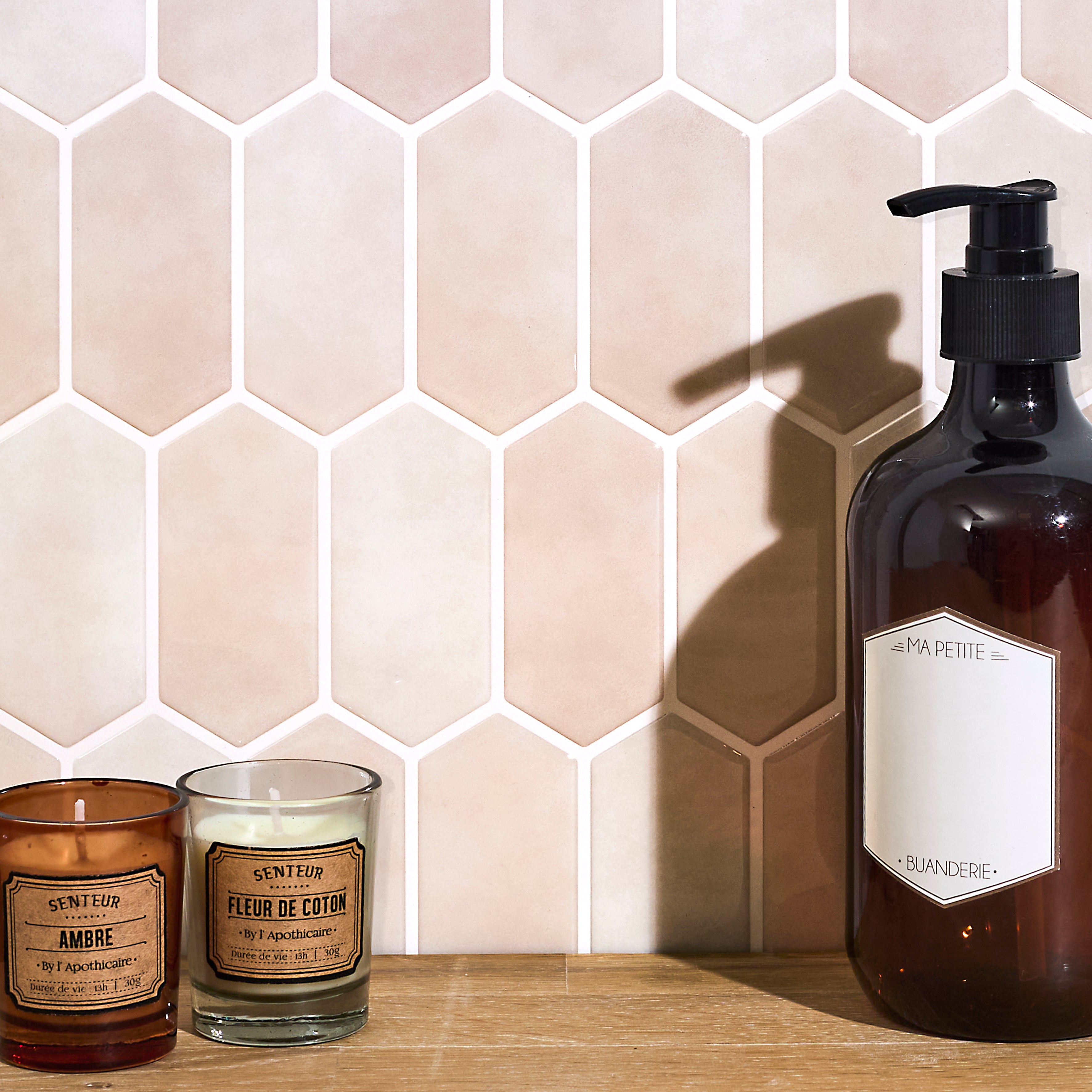 CREDENCE ADHESIVE SOUPLE HEXAGONE BEIGE X4