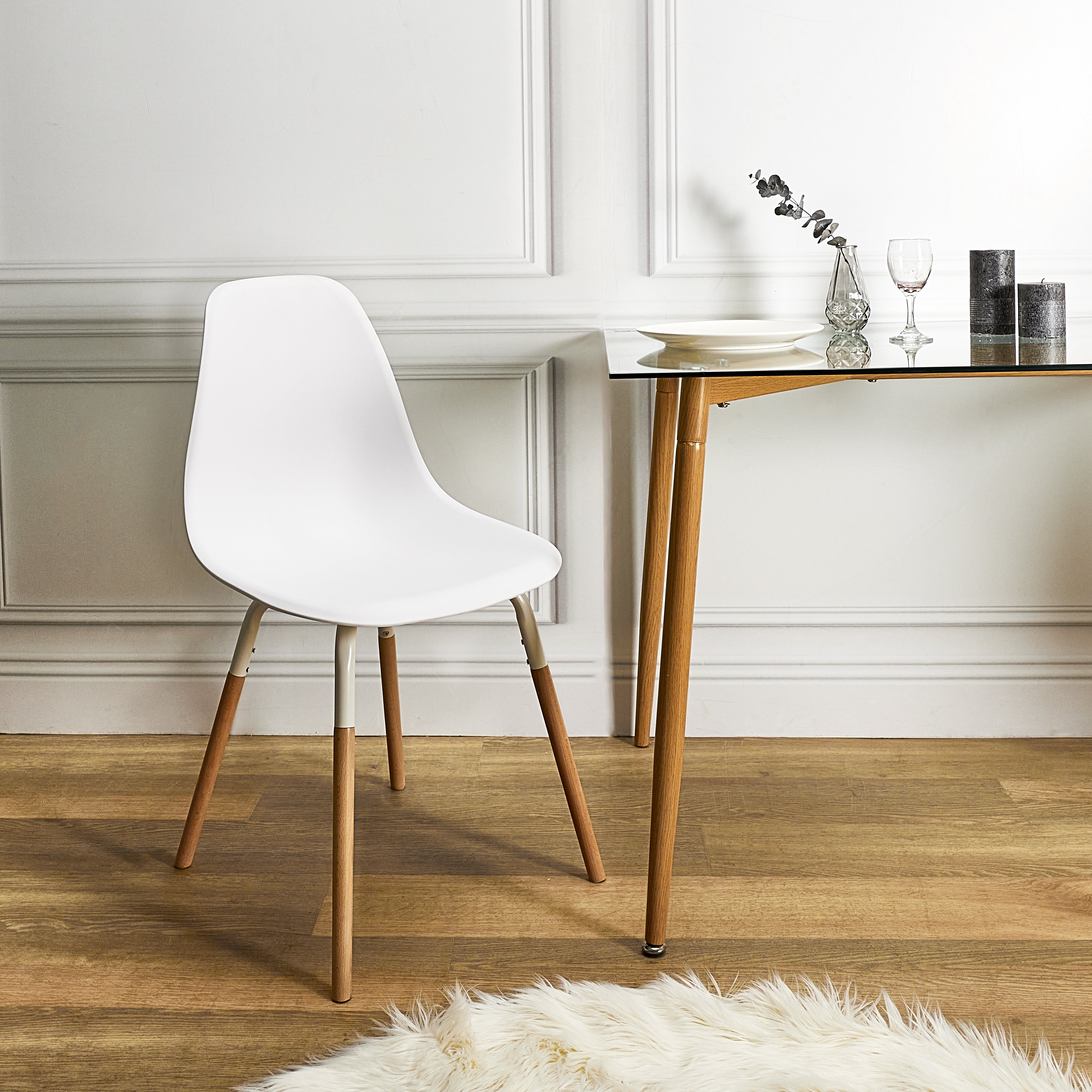 CHAISE PP PHENIX BLANC HOME DECO FACTORY - LOT DE 4