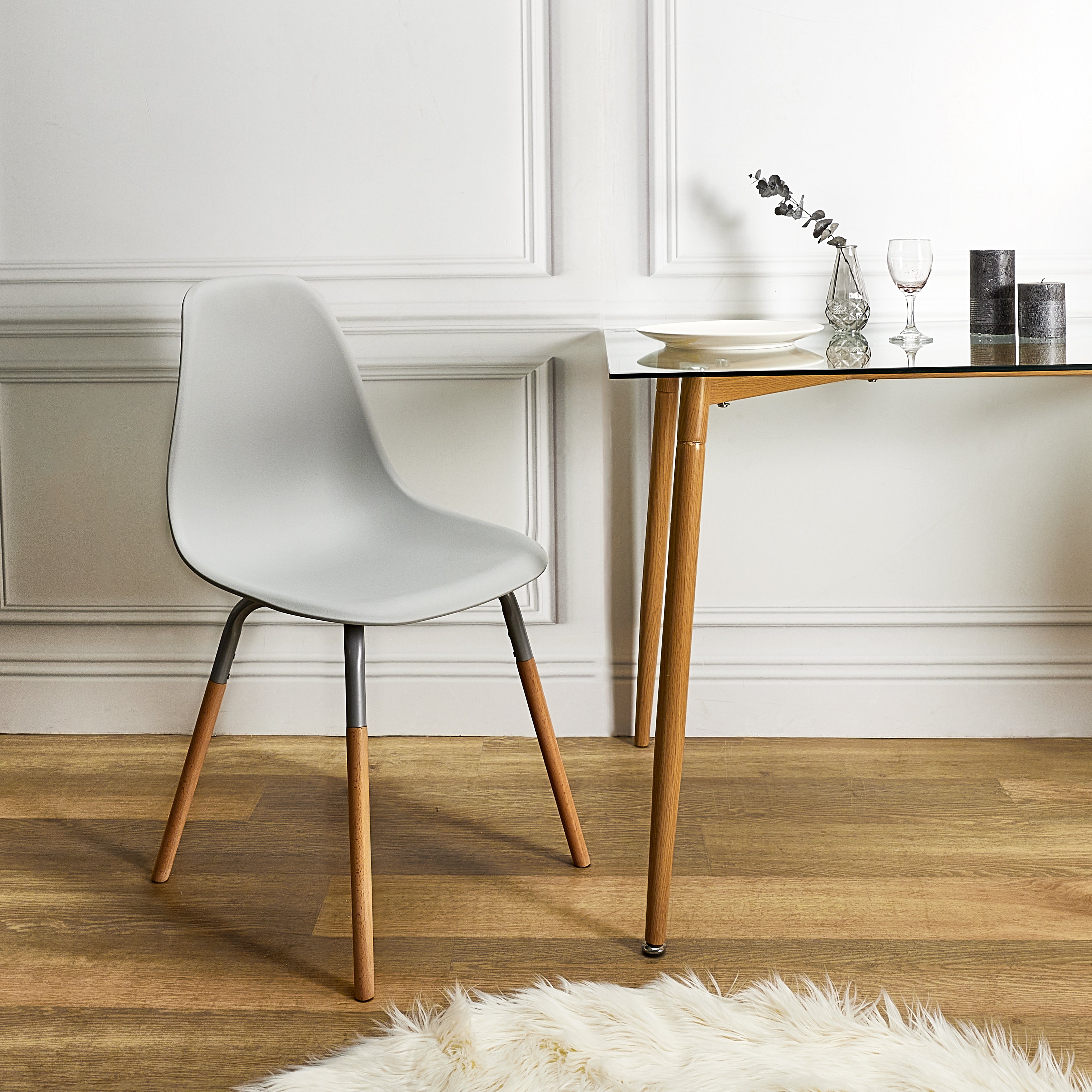 CHAISE PP PHENIX GRIS HOME DECO FACTORY - LOT DE 4