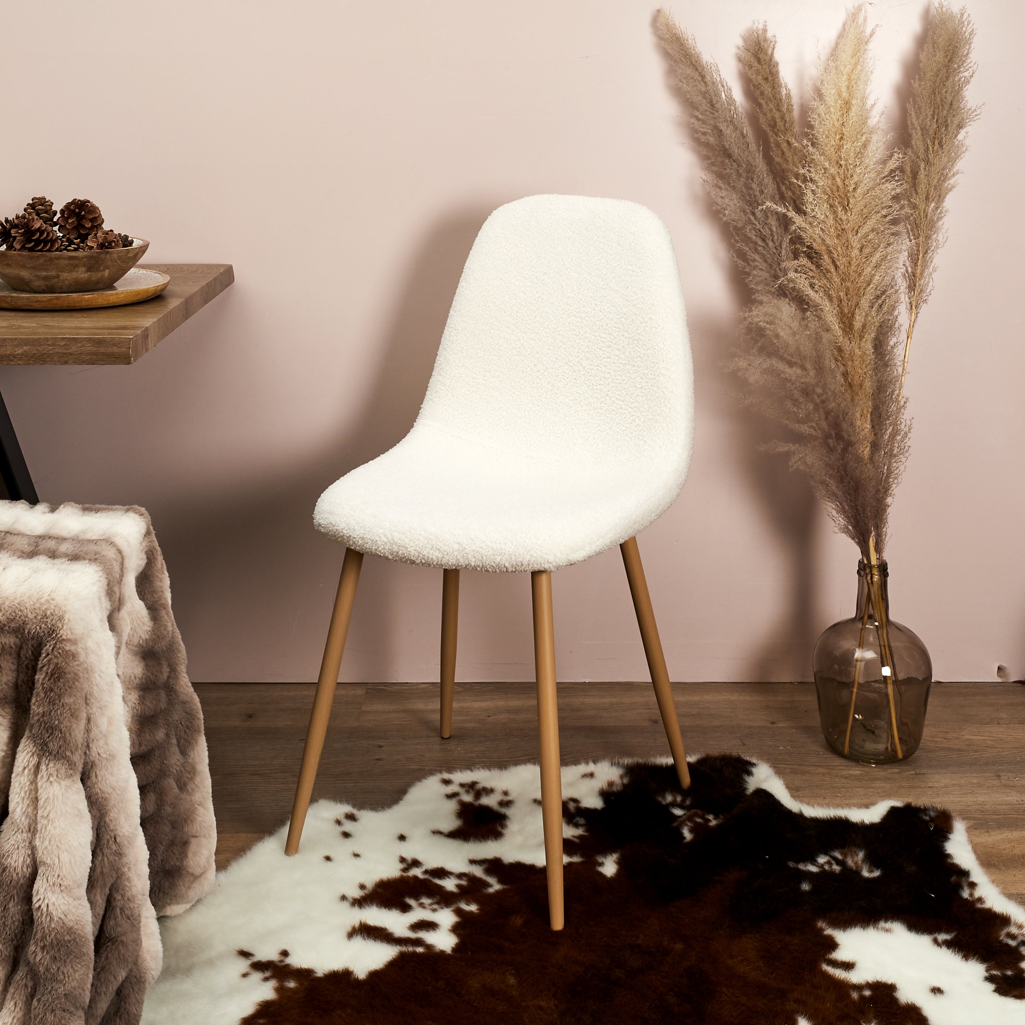 CHAISE BOUCLETTE FREYA - LOT DE 4