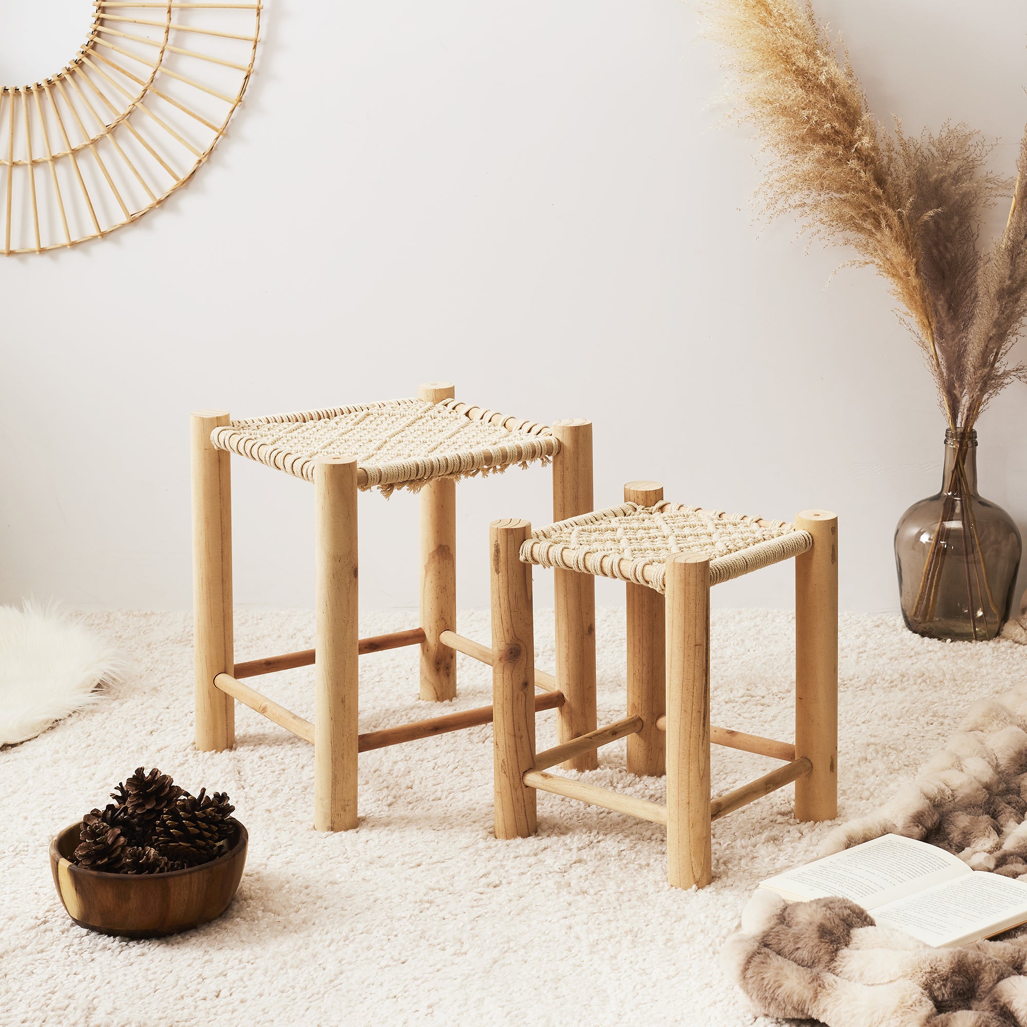 TABOURET GIGOGNES X2 BOIS HAMRAM
