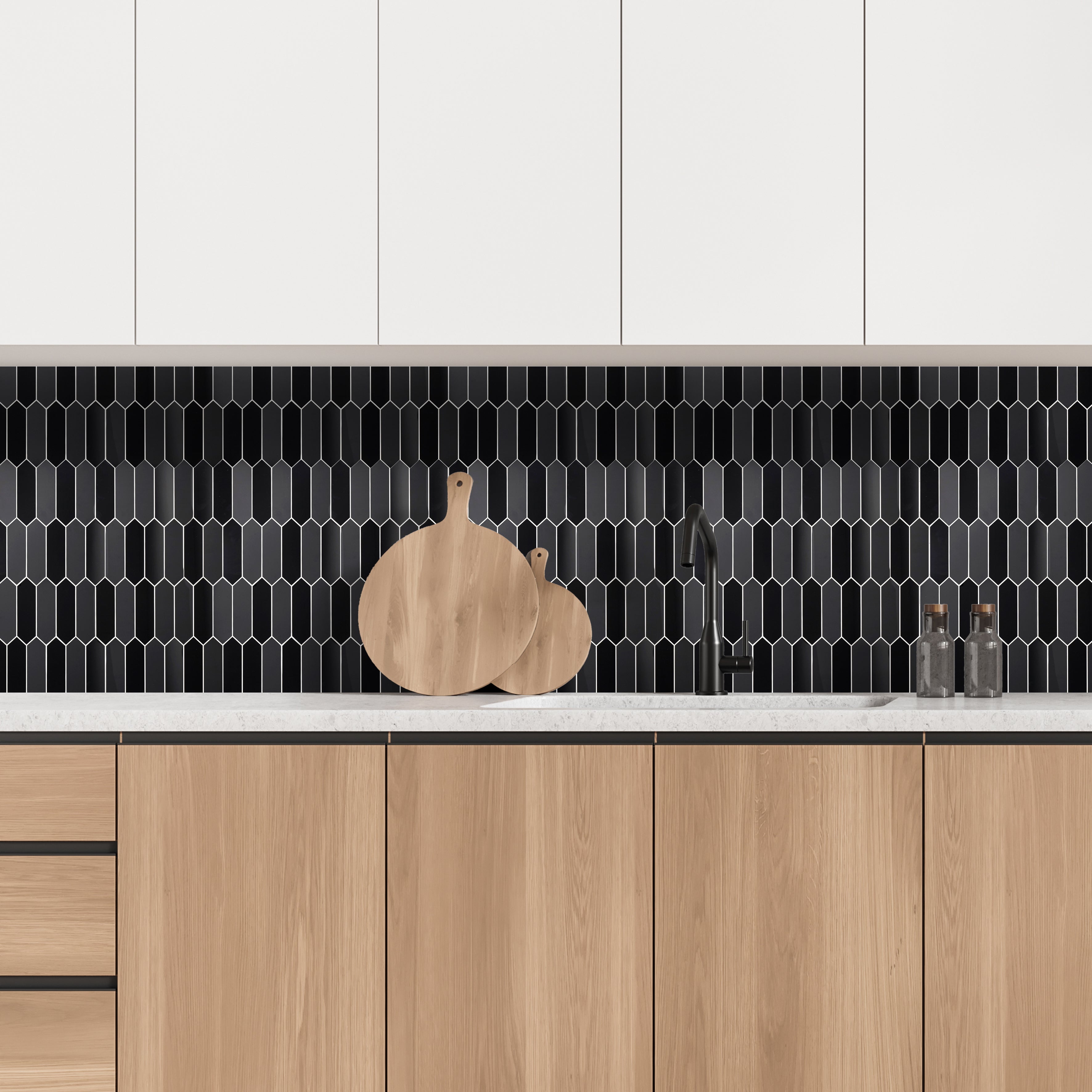 CREDENCE ADHESIVE RIGIDE HEXAGONE MARBRE NOIR