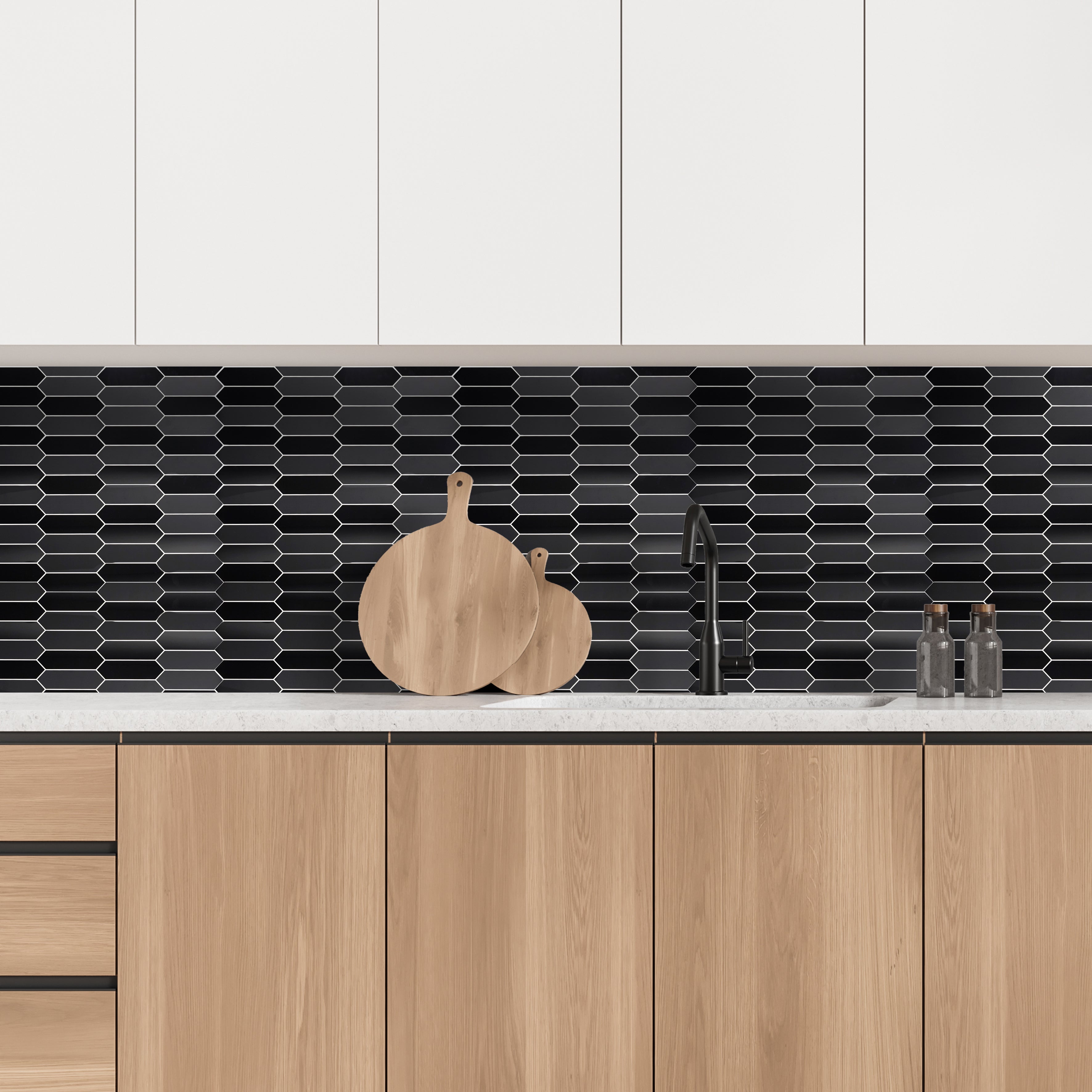 CREDENCE ADHESIVE RIGIDE HEXAGONE MARBRE NOIR