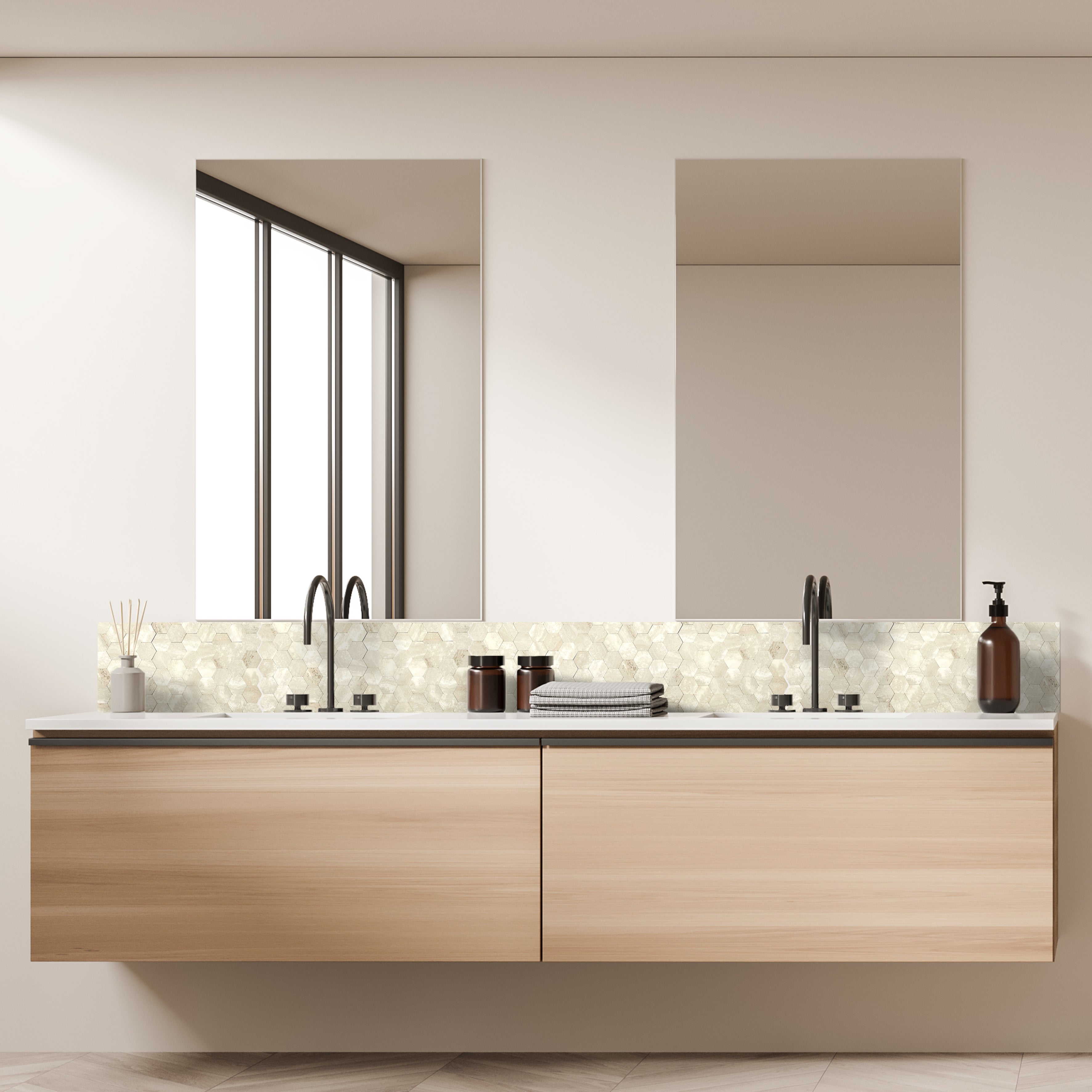 CREDENCE ADHESIVE RIGIDE MOSAIQUE TRAVERTIN