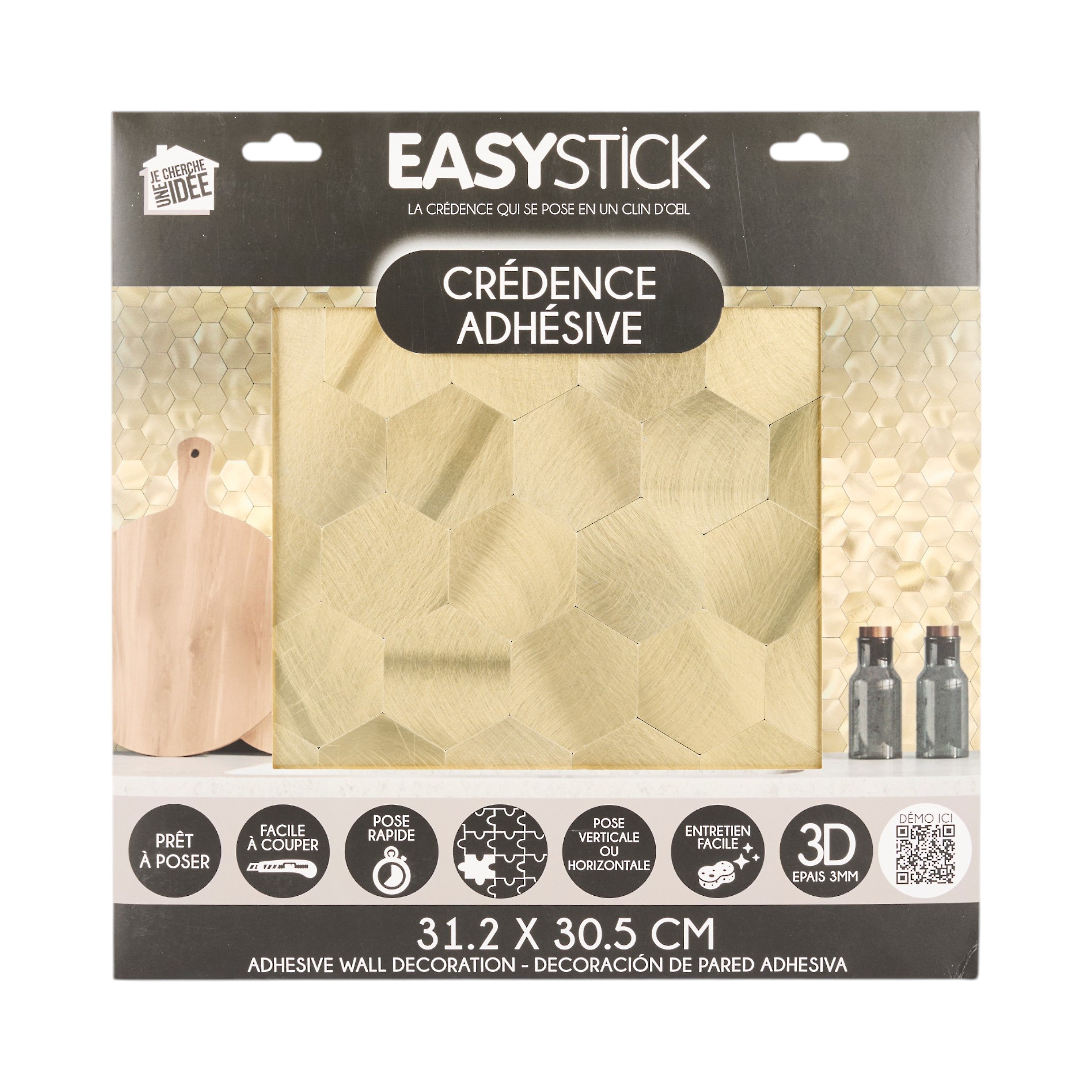 CREDENCE ADHESIVE RIGIDE MOSAÏQUE DORE