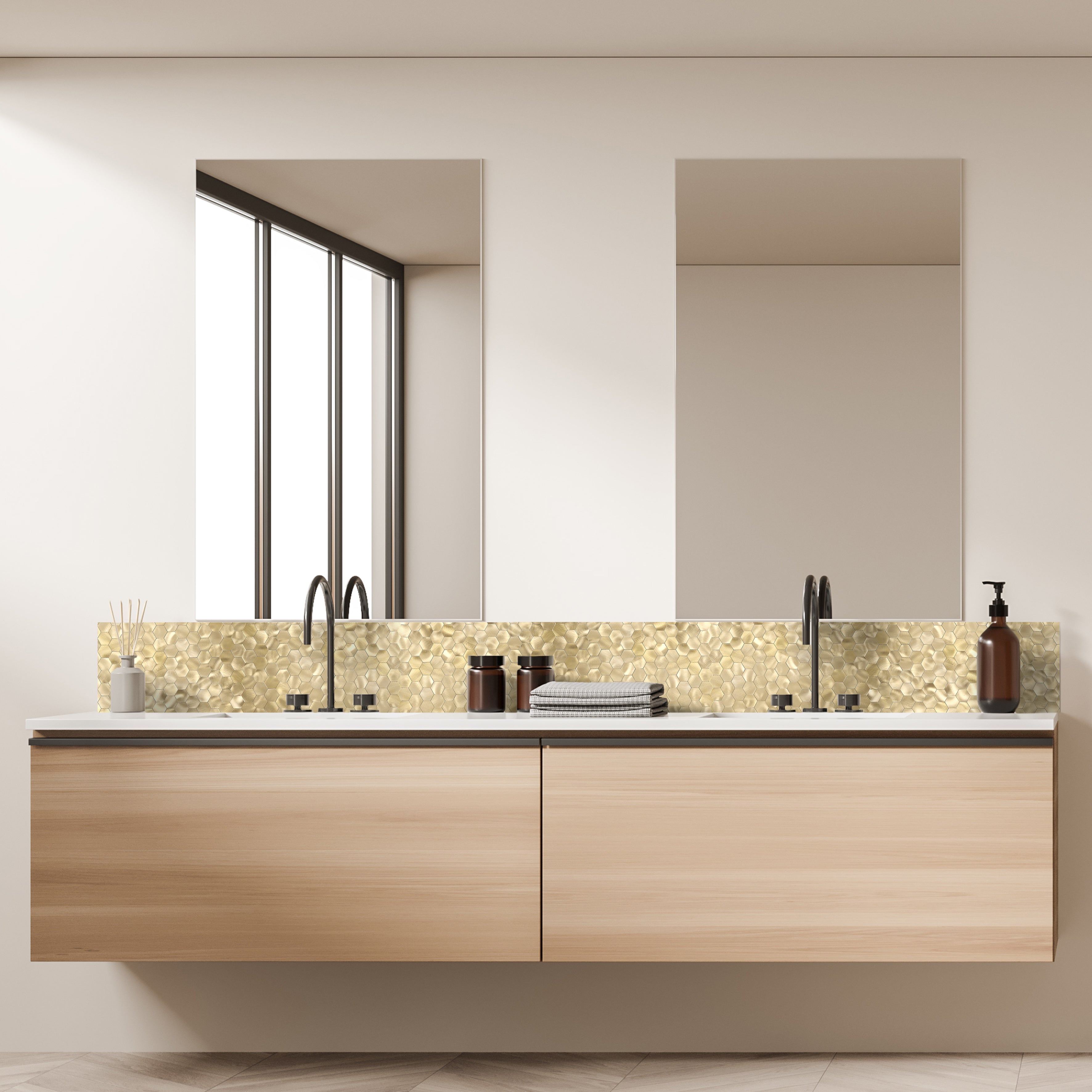 CREDENCE ADHESIVE RIGIDE MOSAÏQUE DORE