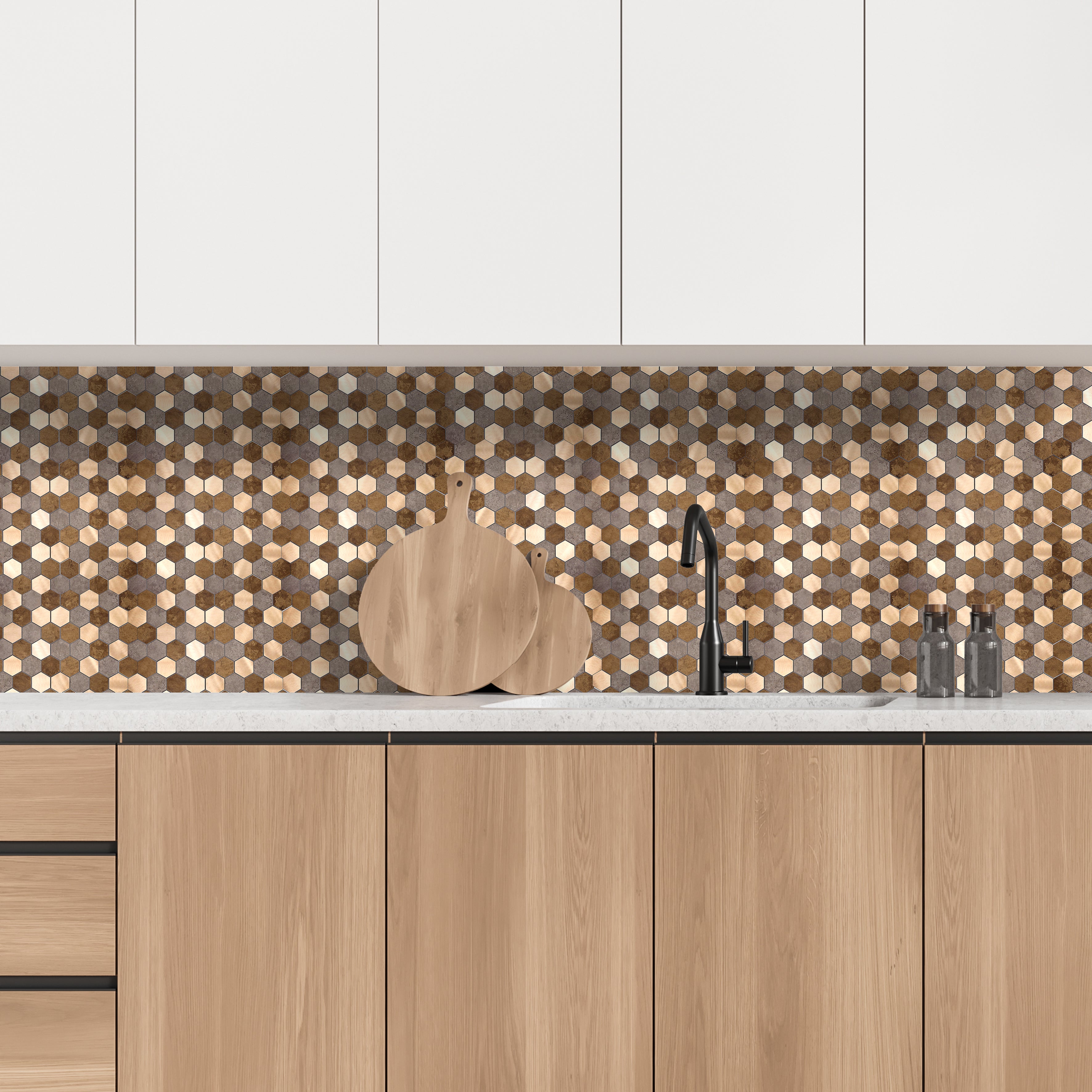 CREDENCE ADHESIVE RIGIDE HEXAGONE BRONZE