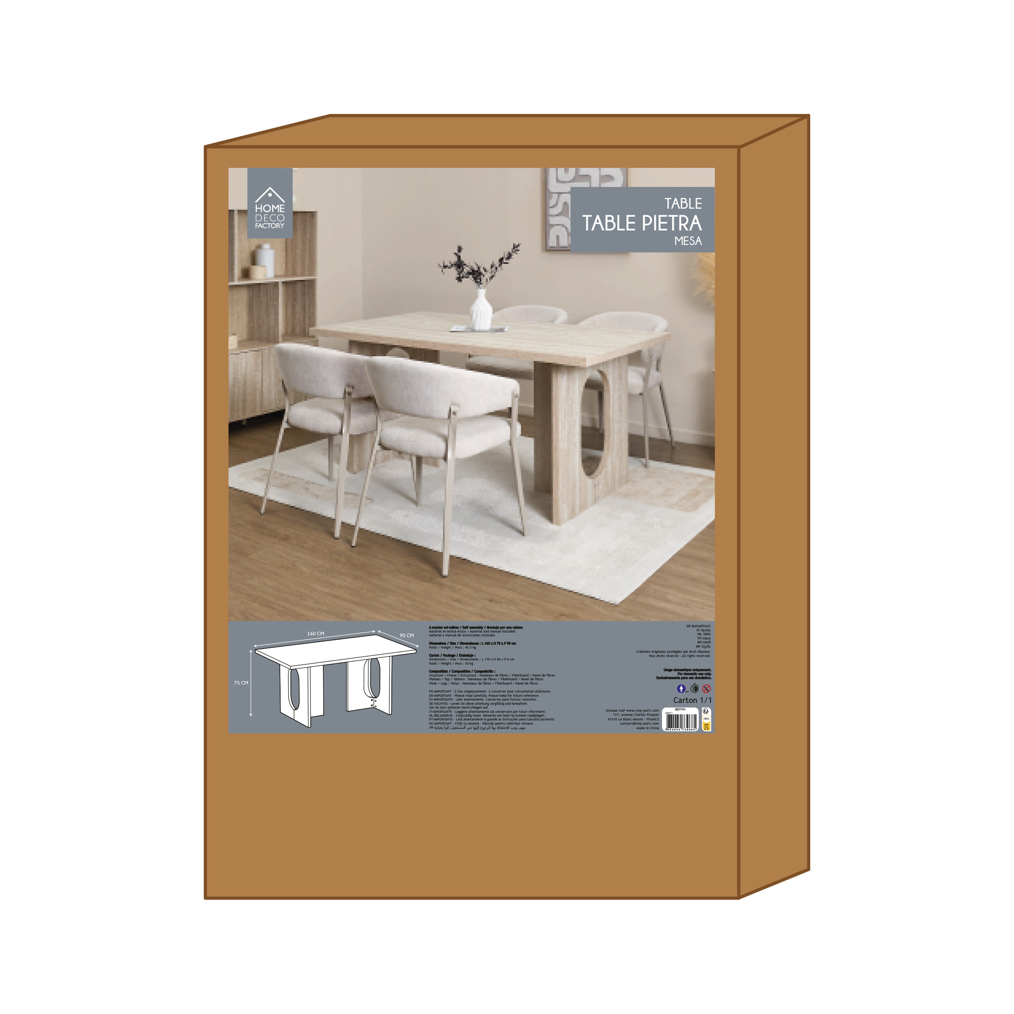 TABLE A MANGER PIETRA 160X90CM