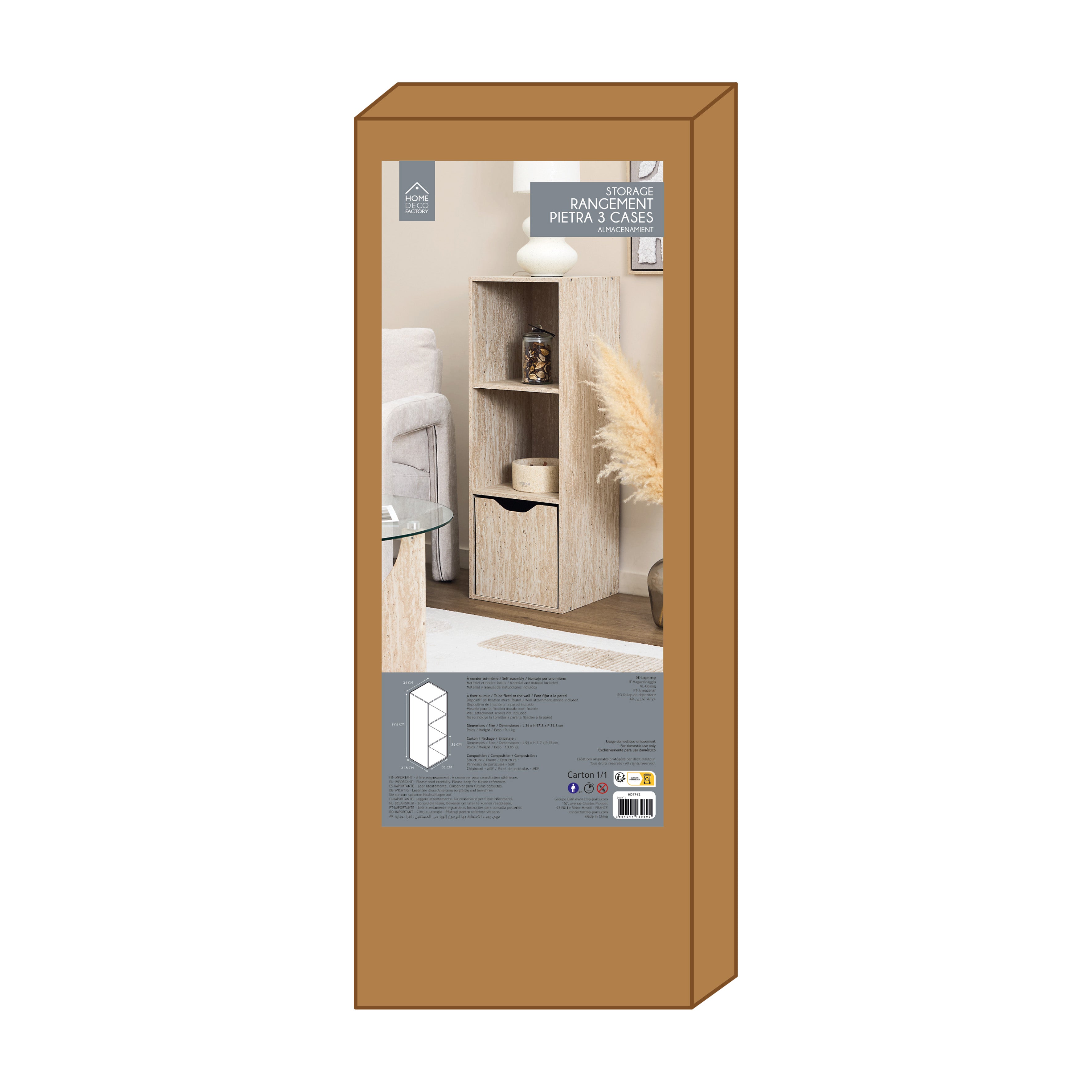 RANGEMENT MODULABLE 3 CASES PIETRA