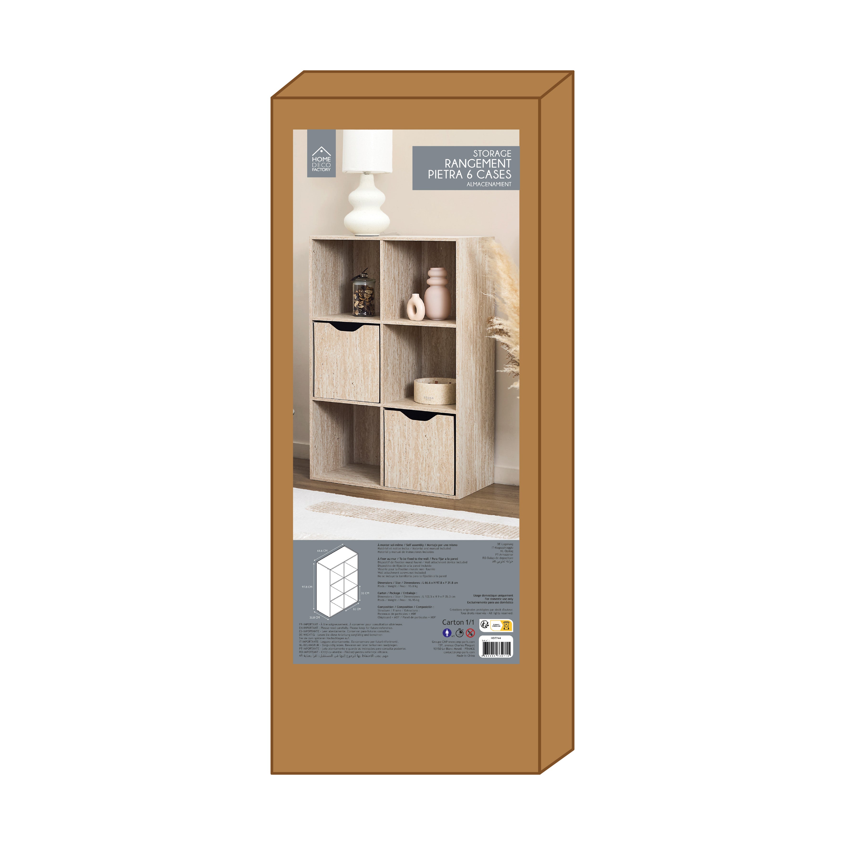 RANGEMENT MODULABLE 6 CASES PIETRA