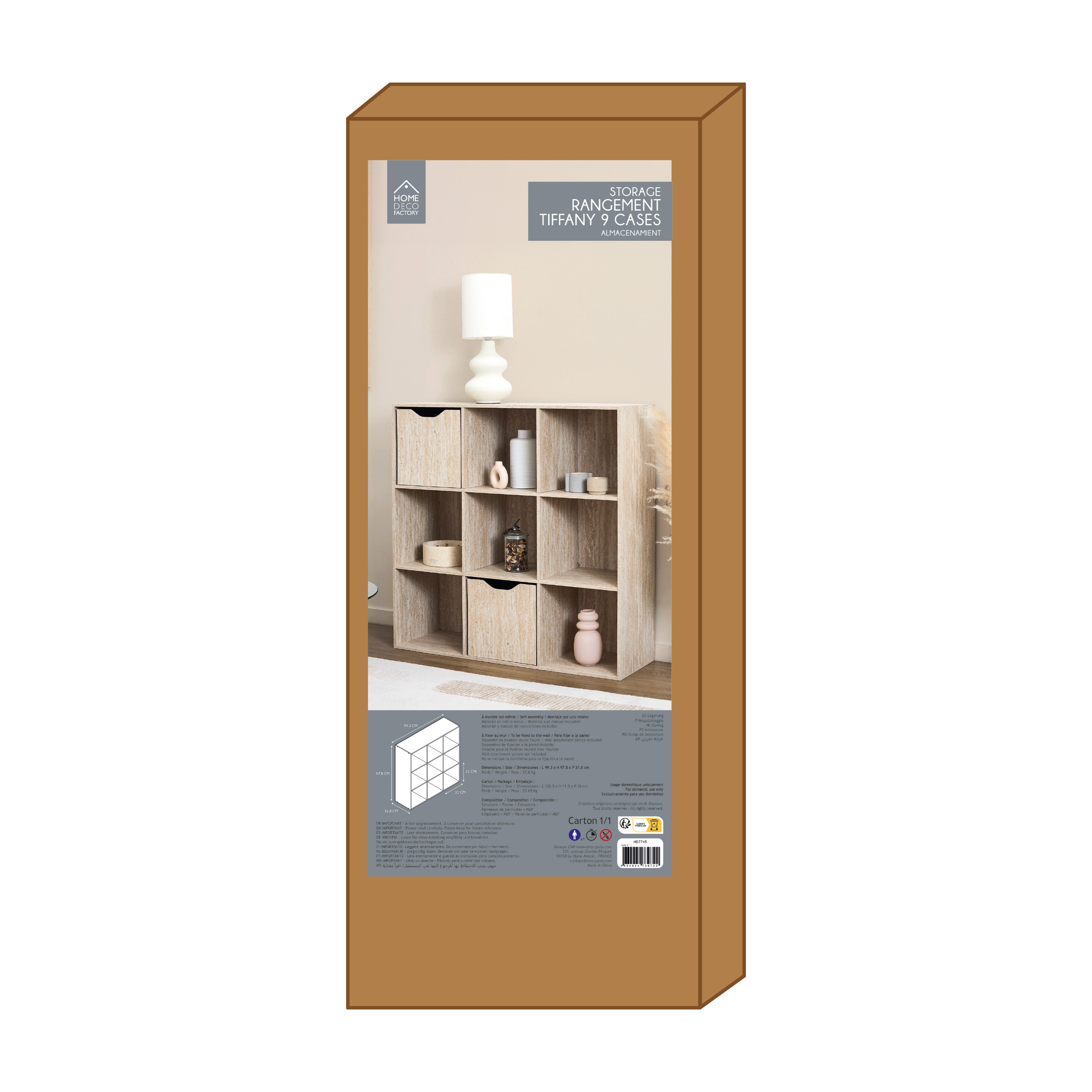 RANGEMENT MODULABLE 9 CASES PIETRA