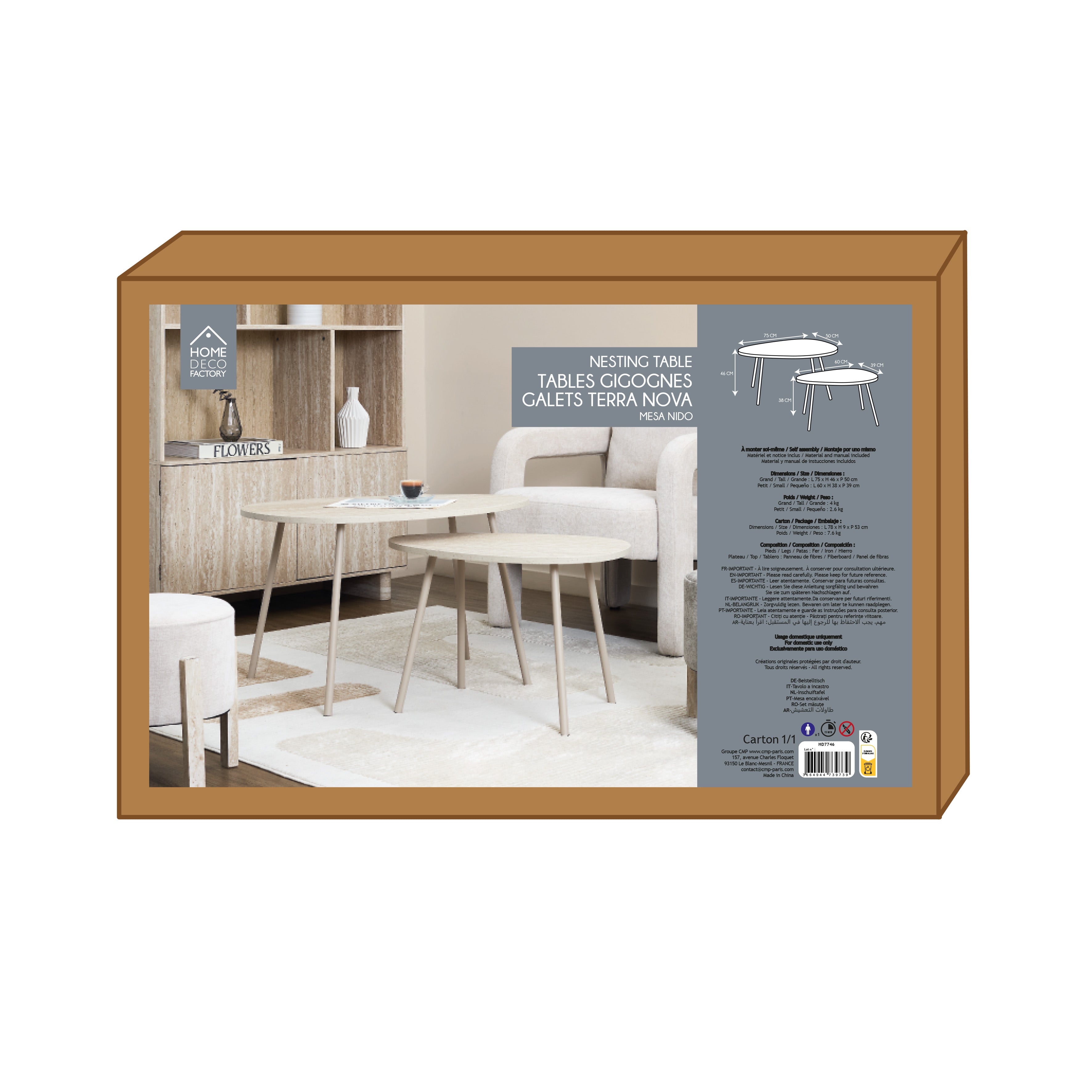 TABLE GIGOGNE X2 GALET TERRA NOVA