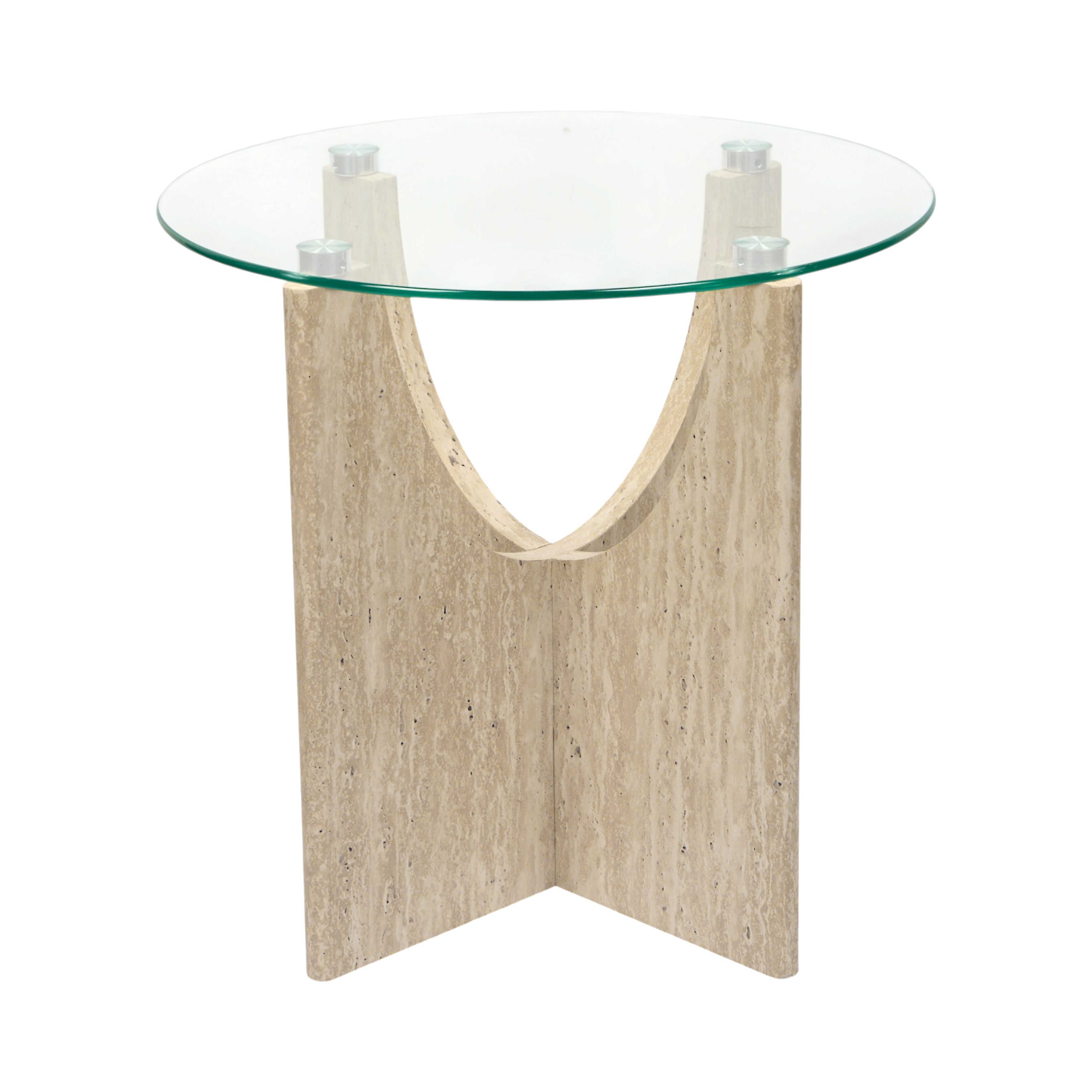 TABLE D APPOINT RONDE VERRE PIETRA D45CM